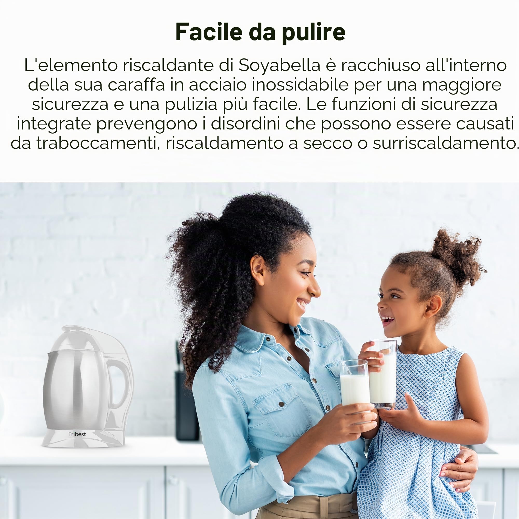 Tribest Soyabella SB-130 Deluxe - Macchina automatica per latte di noci e latte di soia, bianco/acciaio inossidabile