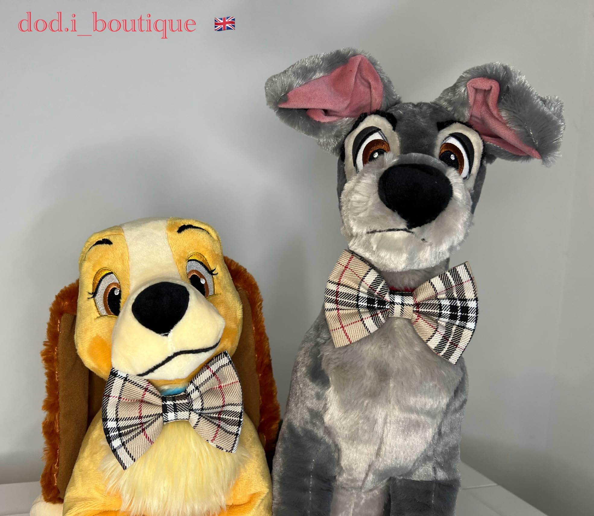 New Dogs Bow Tie Tartan woven Elastic Band attach COLLAR ACCESSORY Handmade UK (Medium Tartan Beige woven) - Image 4