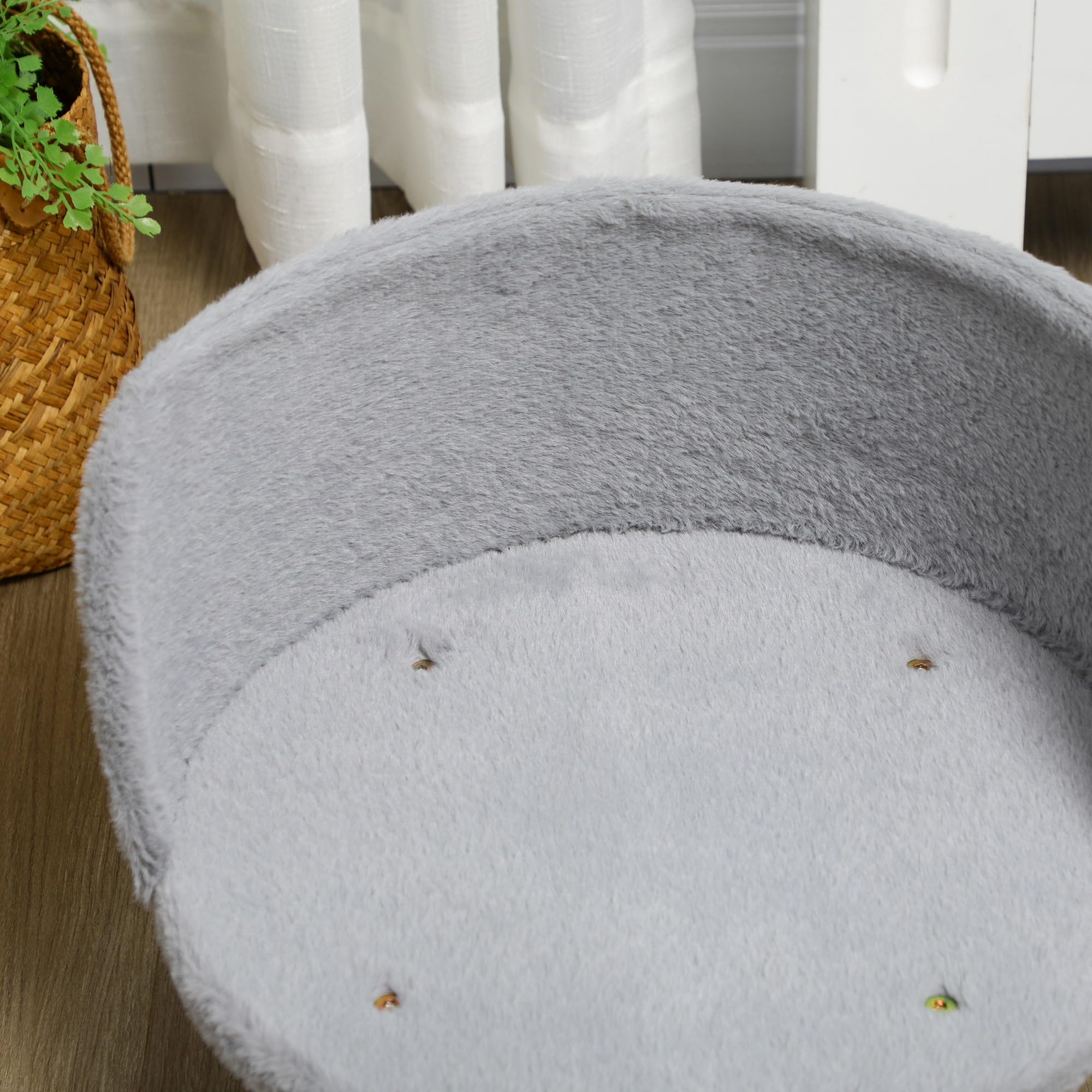 PawHut Canapé lit Panier pour Chien Design scandinave Coussin Moelleux Amovible Pieds en Bois Ø 40,5 x 33H cm Gris