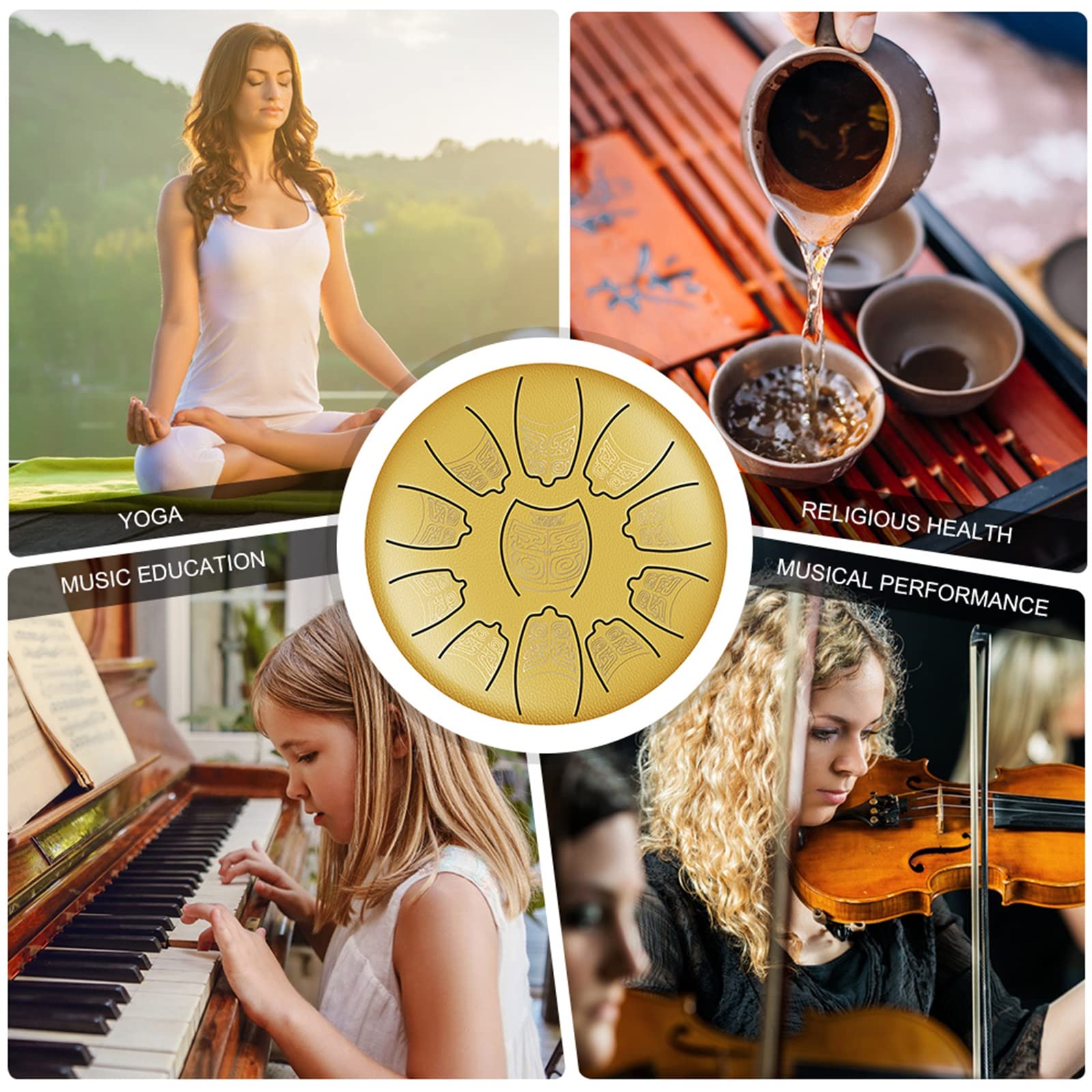 Tambor De Lengua De Acero,Tambores De Hendidura,6 Pulgadas Tongue Drum,11 Notas Percusión Tambor De La Lengua con Baquetas,Bolsa para Adultos, Niños, Educación Musical, Yoga