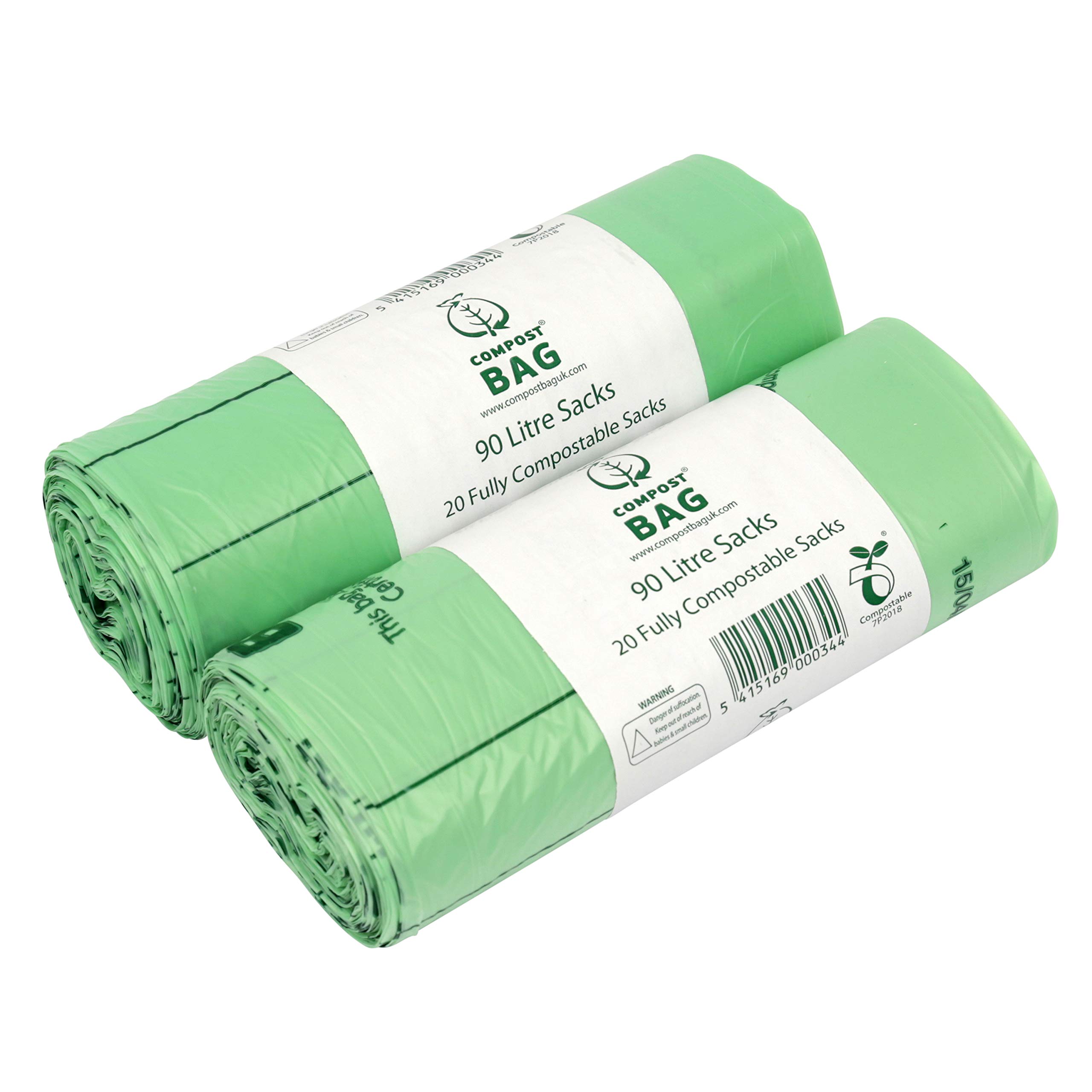 90L x 40 Compostable Compost Bag Food Waste Sacks - Commercial size - 90 Litre Food Waste Bin Liners - EN 13432 - with Composting Guide
