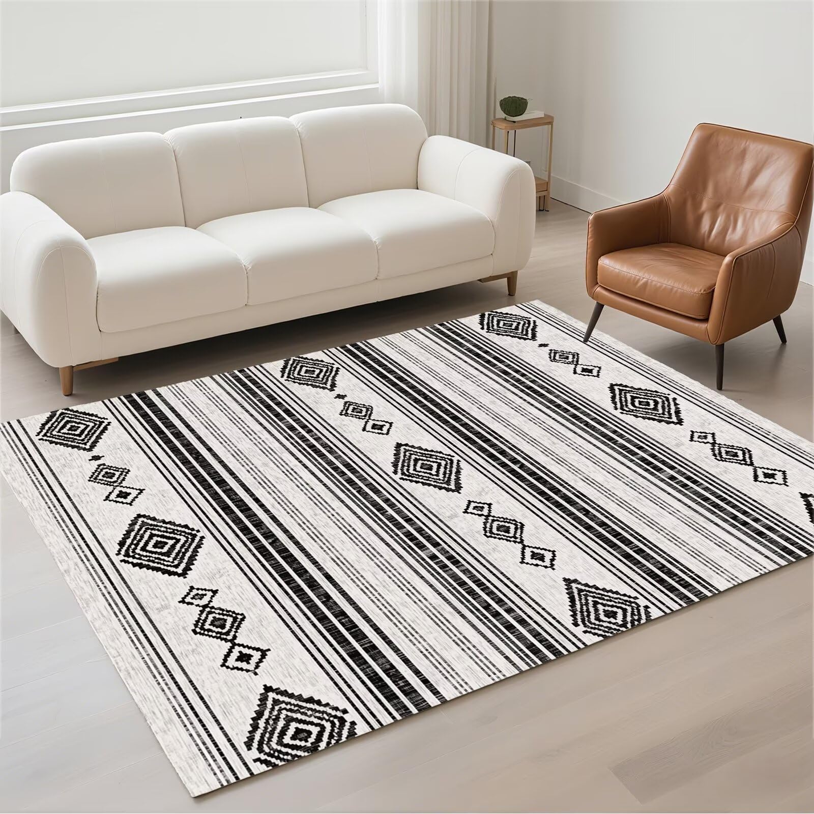 Petit tapis lavable 60x90cm stripes pour habiller avec style votre couloir ou entrée moderne