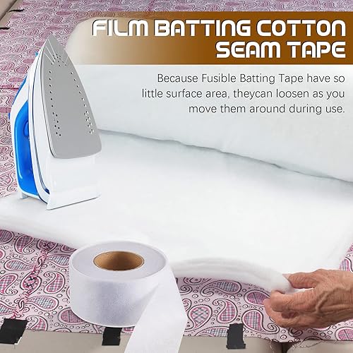 Miniatura 5 de Treela 2 rollos de cinta de bateo fusible para acolchar cinta de costura blanca cinta transparente fusible para arte dejar de batear coser (2