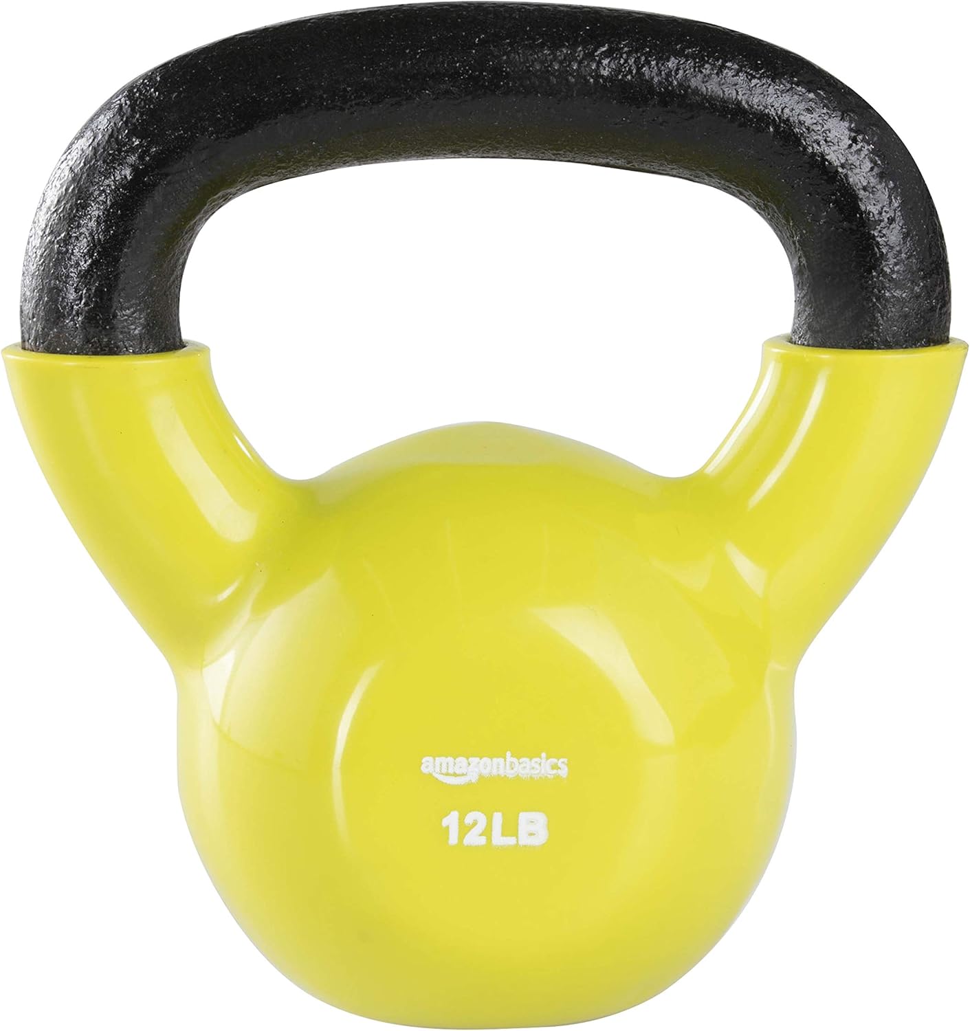 Amazon Basics Vinyl Kettlebell 12 Pounds, Yellow, Kettlebells