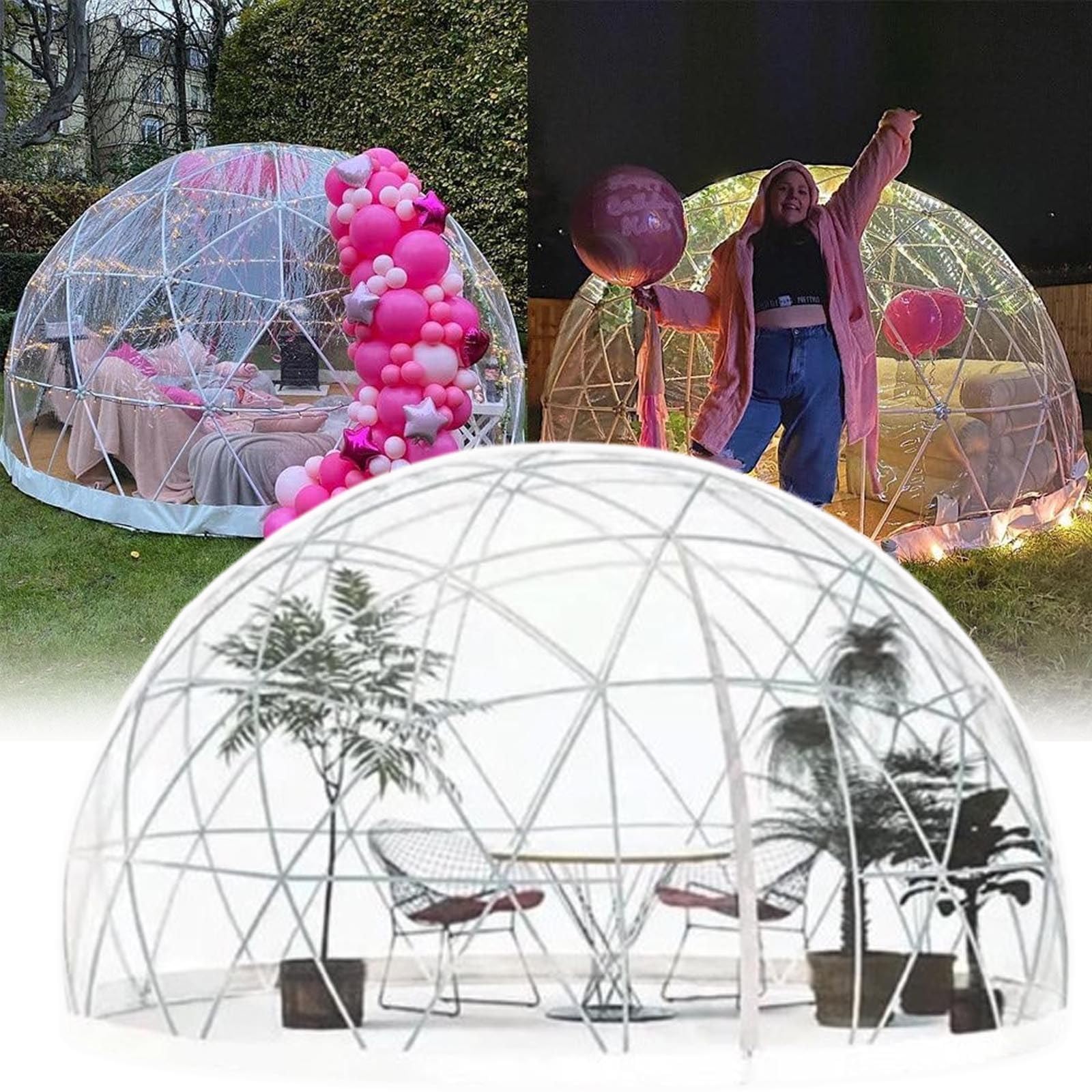 aromaoveite Gartenkuppel-Iglu-Blasenzelt, 10/12 Fuß, Durchsichtiges Zelt FüR Den AußEnbereich, Transparentes KugelföRmiges Campingzelt Mit 