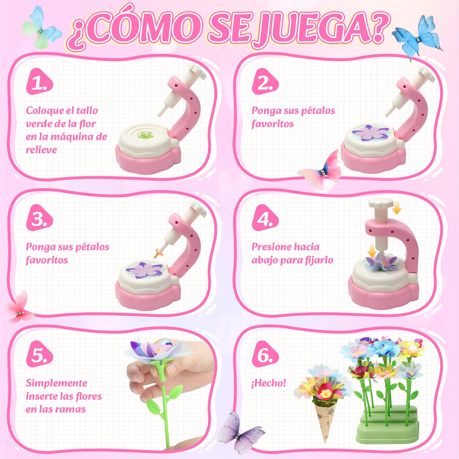 Herenear Juguete de Mercado de Flores, Juguetes Niña 4 5 6 7 8 9 10 Años, DIY Manualidades Florales Niña 4 5 6 7 8 9 10 11 Años, Juguetes para Arreglos Florales Regalos de Cumpleaños y Navidad