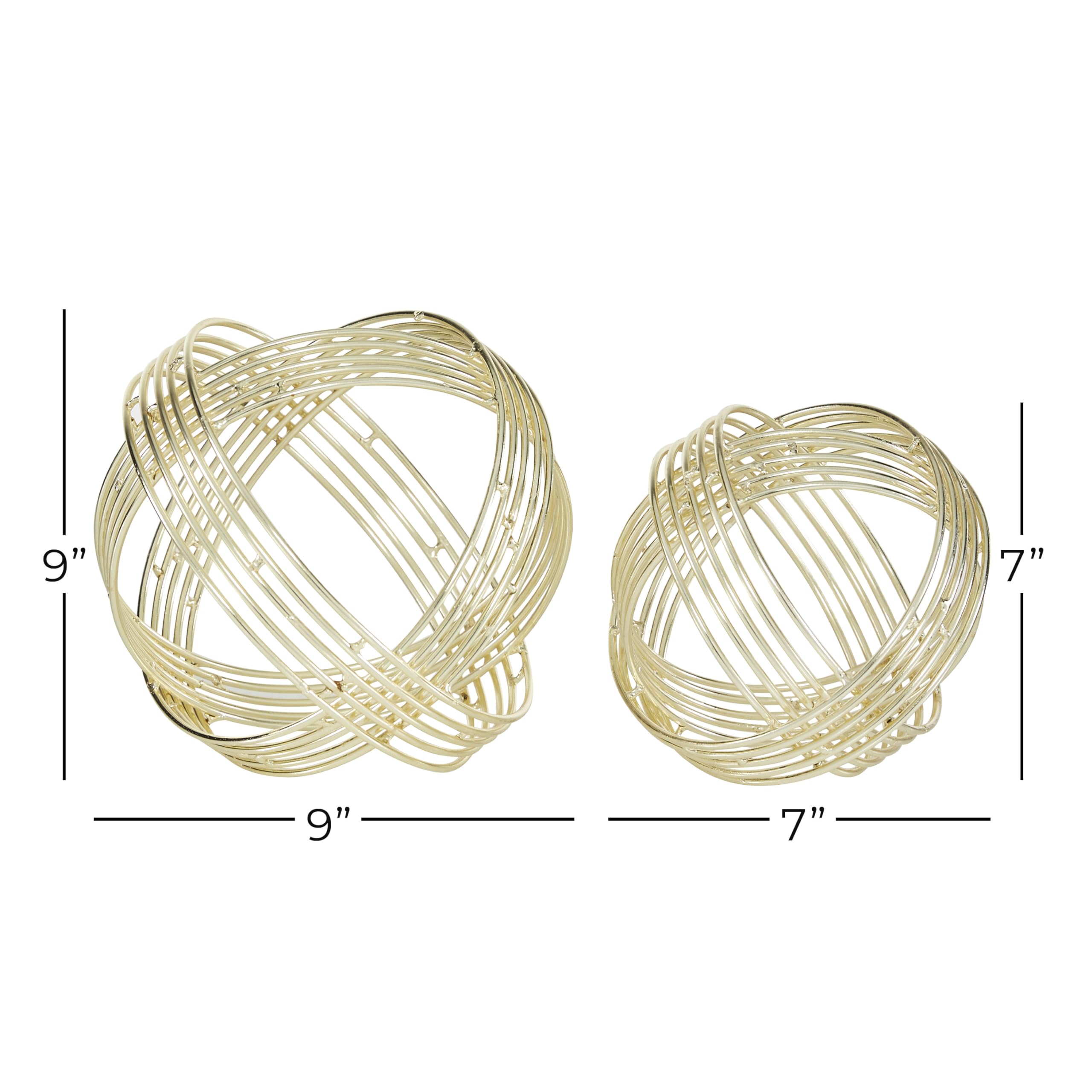 Deco 79 Escultura geométrica moderna de metal, juego de 2 9", 7"W, oro