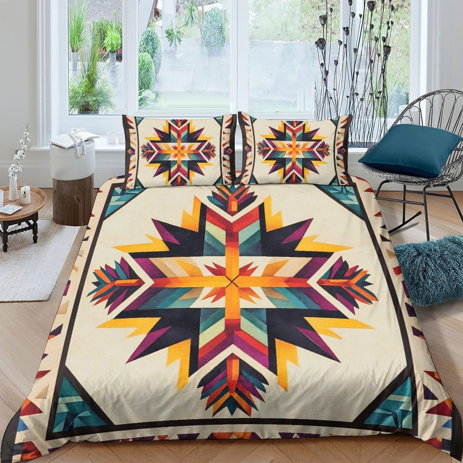 Ctjqhvkz Style-9 3D Printed Aztec Geometric Fitted Sheet Microfiber Soft Breathable Navajo Bed Cover For Bedroom Dorm Decor Single（135X200cm）