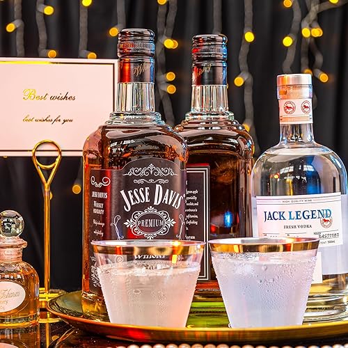 Miniatura 3 de Hioasis 200 vasos de plástico dorados, vasos de plástico con borde dorado de 9 onzas, vasos de plástico transparente con borde dorado, vasos de