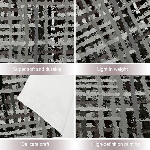 Miniatura 4 de Shrahala Tapiz de pared negro grunge, monocromático para colgar en la pared, tapiz grande decorativo de fibra de poliéster, dobladillo blanco