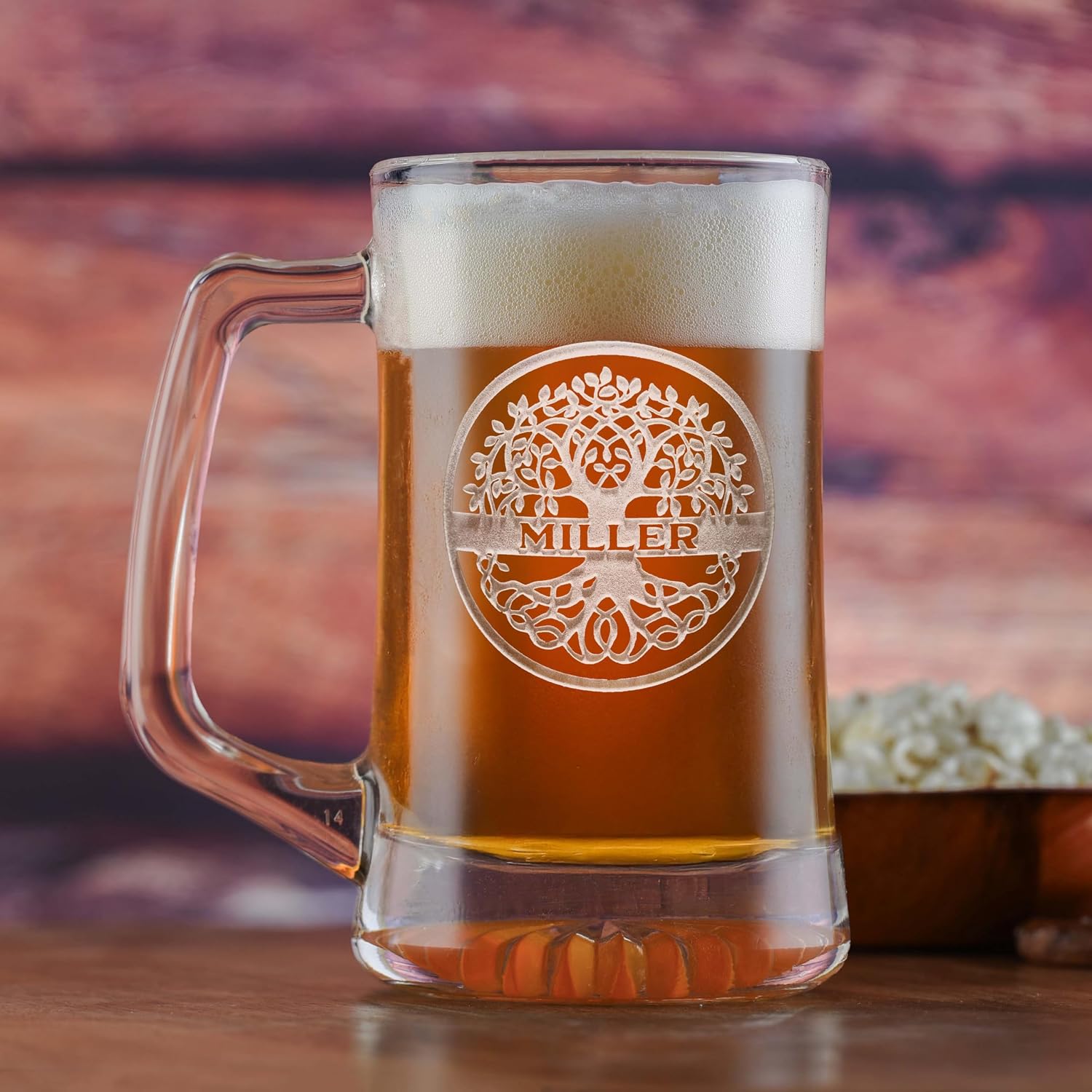 Family Tree Engraved Beer Mug Gift (Set Of 4)