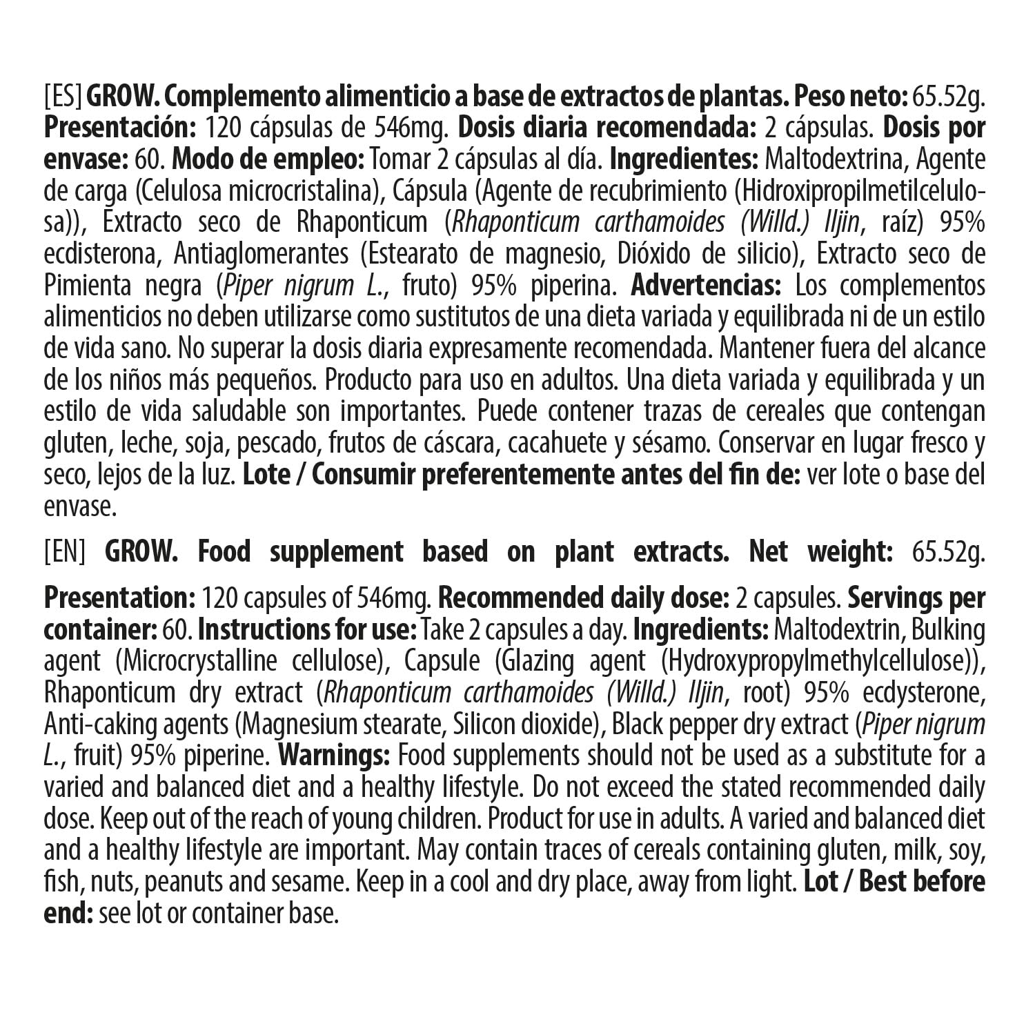 Ecdisterona Beta Ecdisterona 100% Natural 120 Cápsulas Masa Muscular Recuperador Muscular 95% Pureza Vegano
