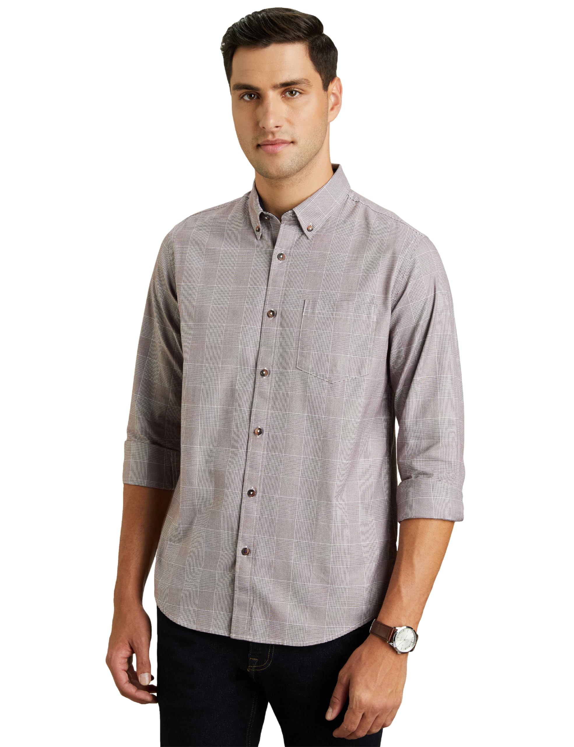 Symbol PremiumMen's Stylish Checkered Casual Shirt - Regular Fit | Full Sleeve | Pure Cotton | Smart Casual Wear (Available in Plus Size)