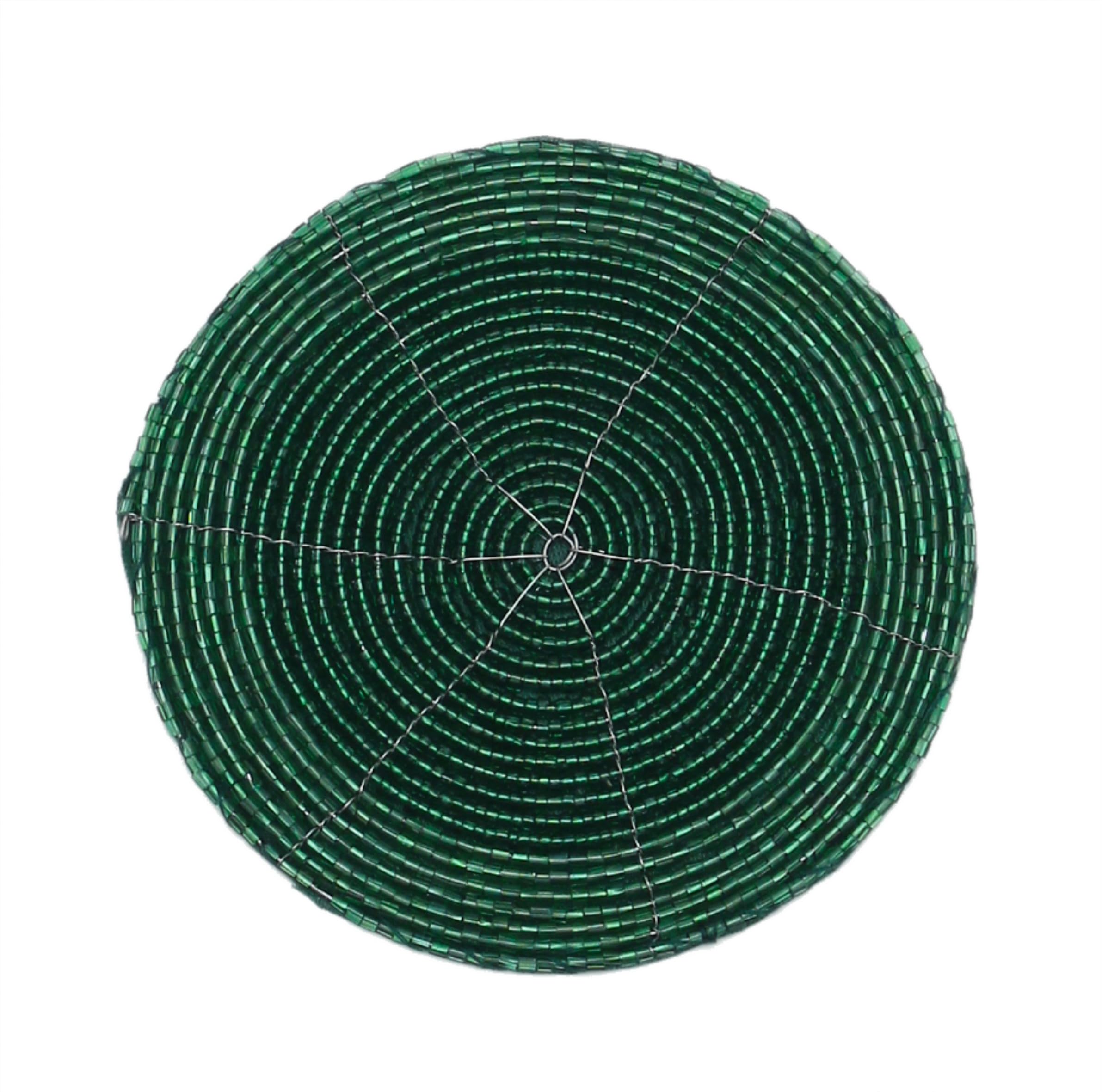 Peggy Wilkins Green Bliss Beaded Christmas Set Of 4 Coasters