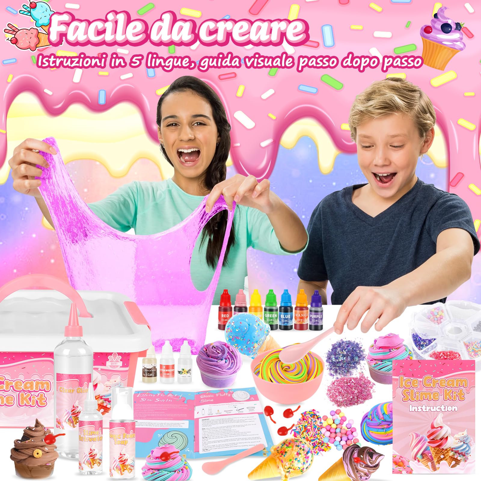 Herefun KitSlime Fai Da Te per Bambini, Fabbrica Slime Bambina, Kit Fluffy