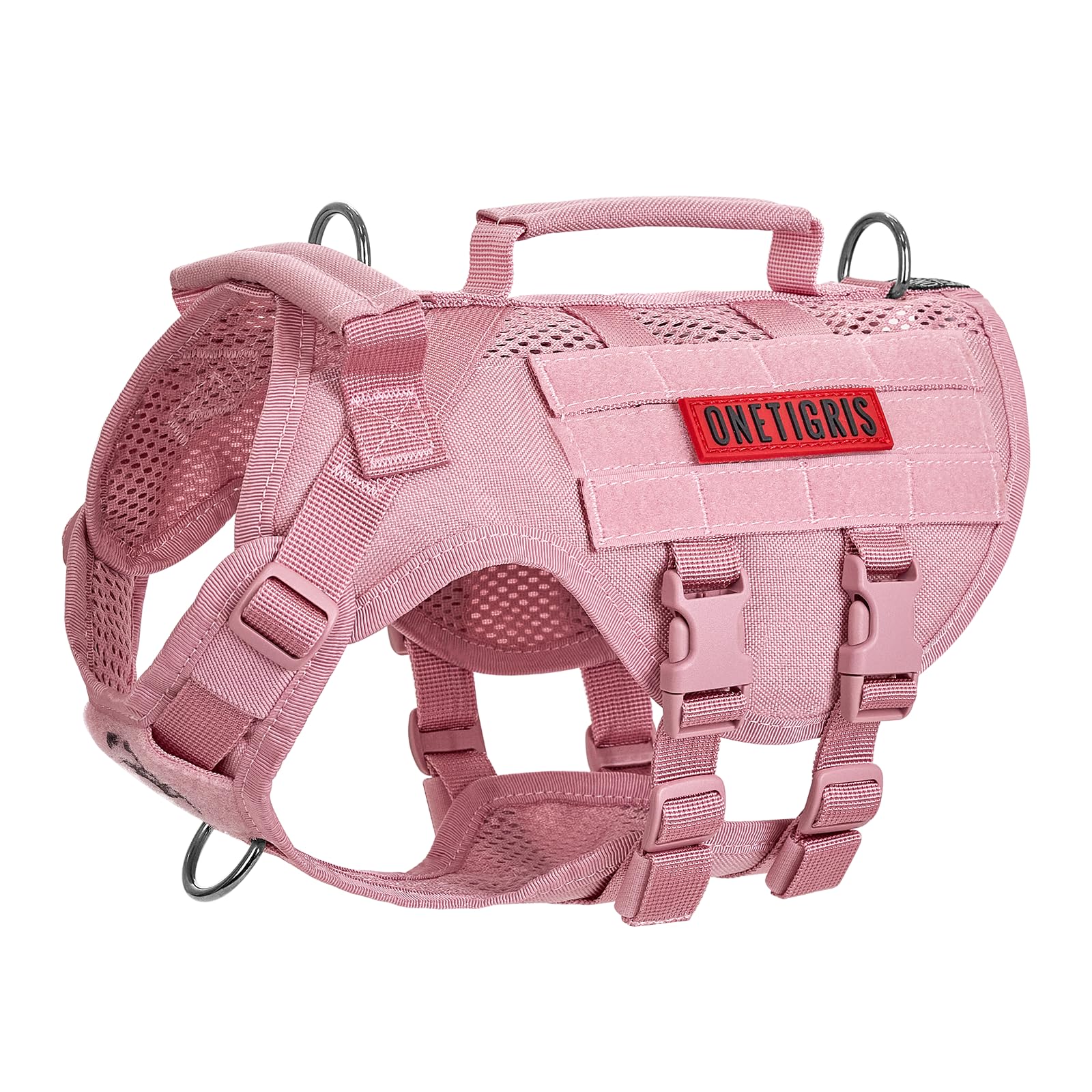 OneTigris AIRE Mesh Tactical Dog Harness No Pull Tactical Dog Harness,Breathable Mesh Design Service Dog Vest with Handle & Molle Pouches, Adjustable Suit for Walking Hiking Training
