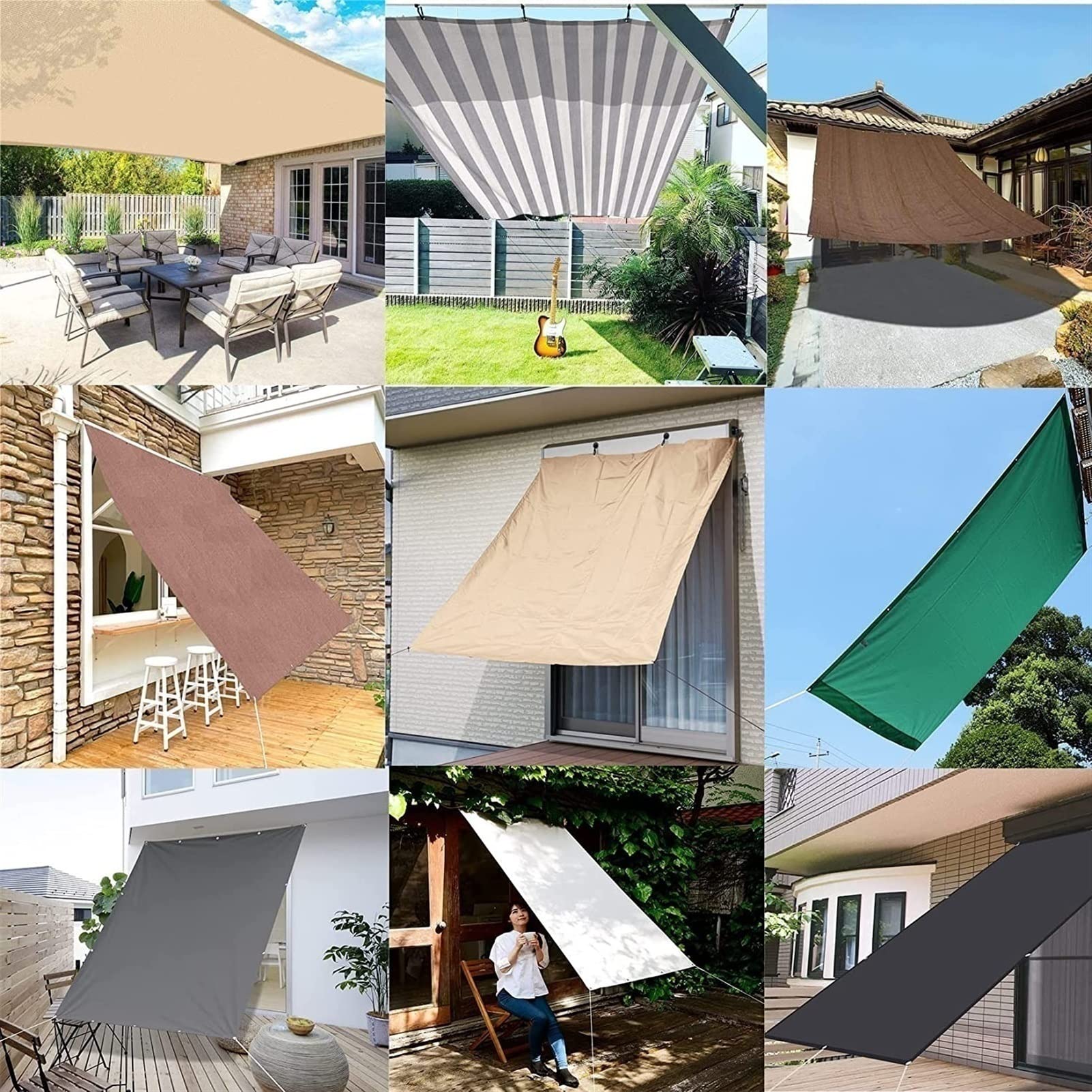 RAINCL Pergola Ersatz Sonnensegel Schattennetz,Außenbereich Sonnensegel Rechteckig 185GSM Polyester wasserdichte Abdeckung Für Veranda Gazebo Carport Markise,62 Größen (Color : Khaki, Size : 3.5x3.5