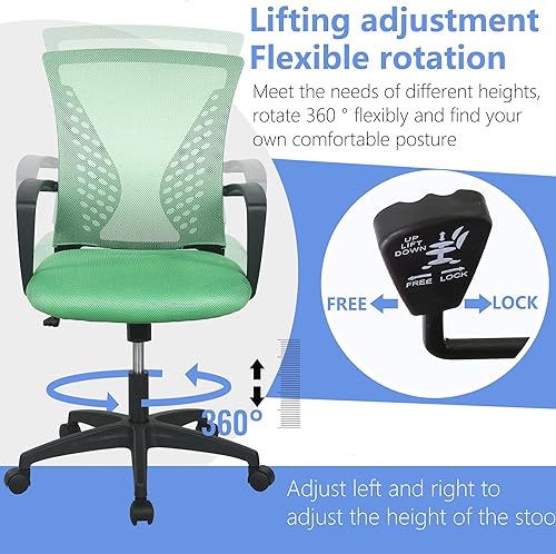 Miniatura 5 de PayLessHere Silla de oficina, silla de escritorio, silla de computadora, silla ergonómica ajustable de malla ejecutiva con respaldo medio con ruedas