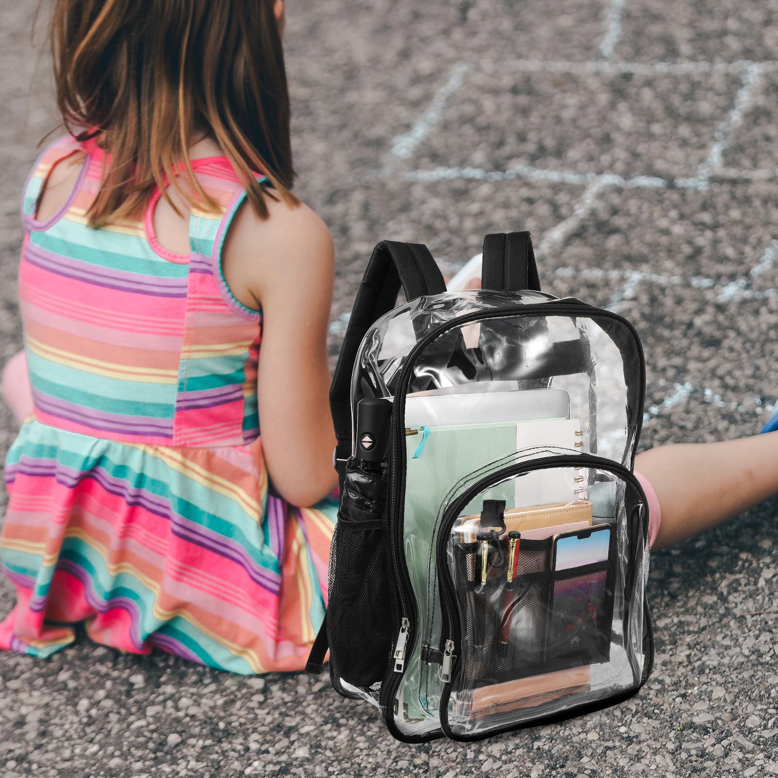 Zaino Trasparente Borsa Da Resistente Per Eventi Sportivi Scuola e Viaggi Spazioso e Organizzato Con Cinghie Ergonomiche