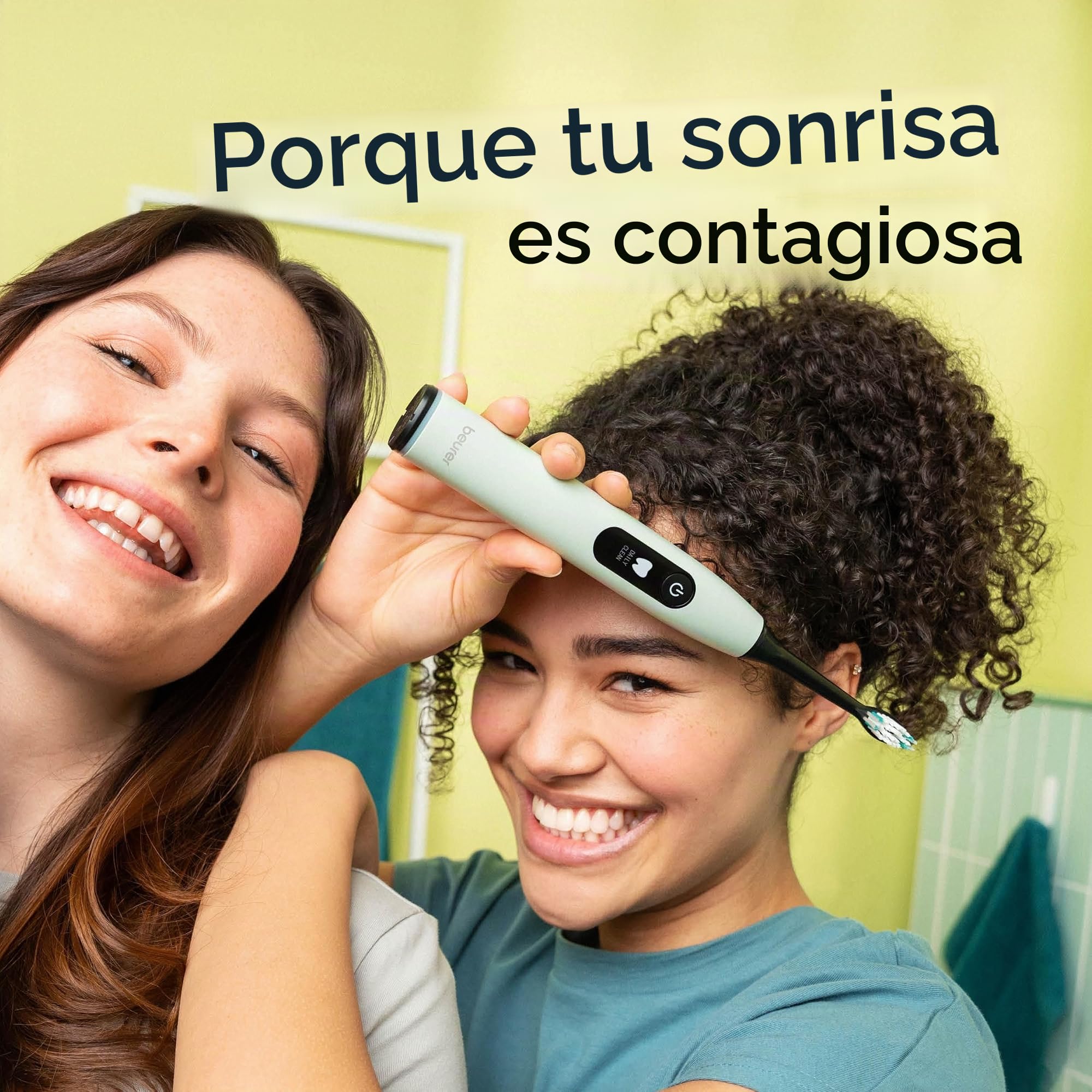 Beurer SC 50 - Cepillo de dientes eléctrico sónico con 5 modos de cepillado y sensor de presión, 80.000 vibraciones, pantalla con indicador de tiempo de cepillado, incluye 2 cabezales de cepillo