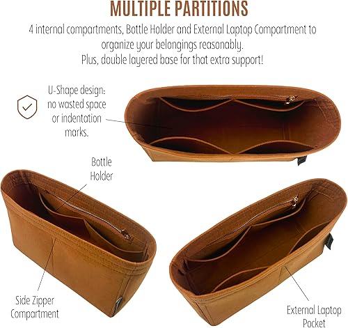 Miniatura 5 de Purse Organizer for Boheme Bag Organizer, Boheme Hobo Bag Insert, Bohème Insert Handmade 2mm Thick Premium Felt Snug Sturdy Silver Zipper (For