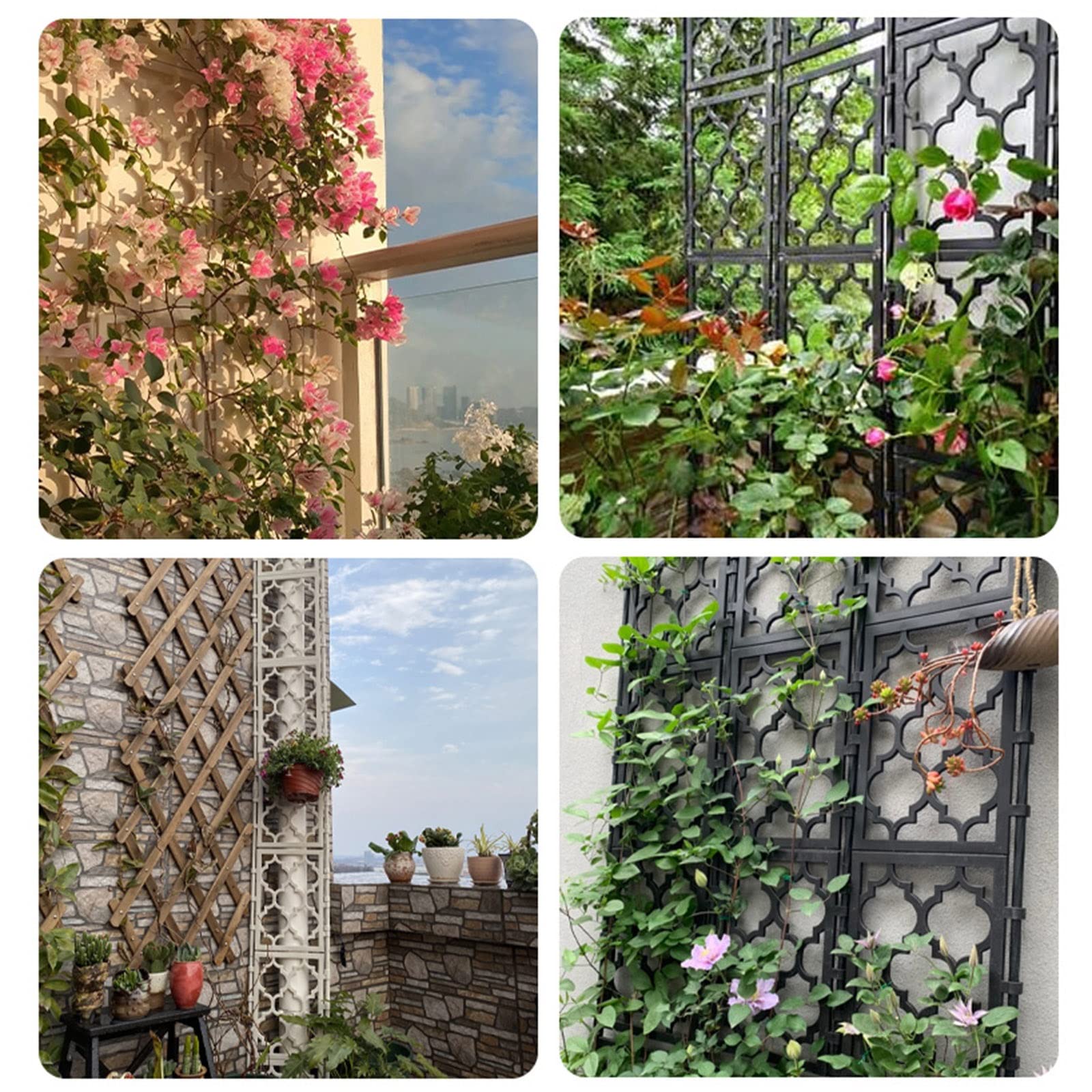 Treillis de jardin en métal pour plantes grimpantes - Panneau mural extérieur antirouille pour vignes, fleurs, plantes en pot, roses, légumes et concombres - Vert - Durable et élégant