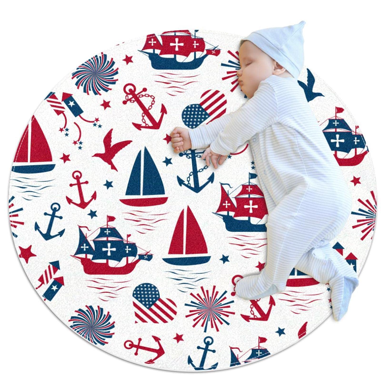Tapis de sol marin pour chambre enfant et canapé salon rond 100 cm