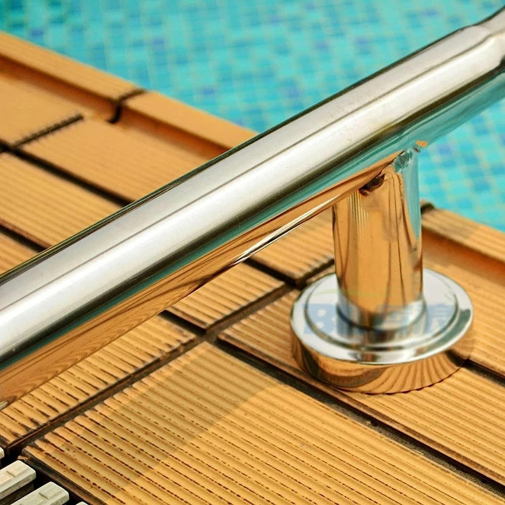 Barandilla de Piscina de fácil instalación, de 81x90 cm, Apta para Piscinas empotradas, con Soporte Lateral, diseño Antideslizante, Que Mejora la Experiencia de natación y Proporciona una só