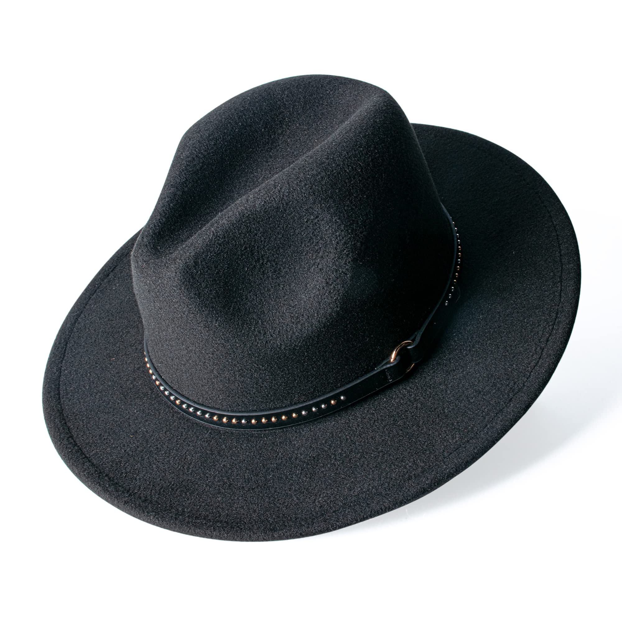 besbomig Sombrero de Jazz Fedora Trilby Cap de Fieltro Mujer Hombre Moda Sombrero de Vestir Primavera Otoño Invierno Clásico Sombrero de ala Ancha Ajustable