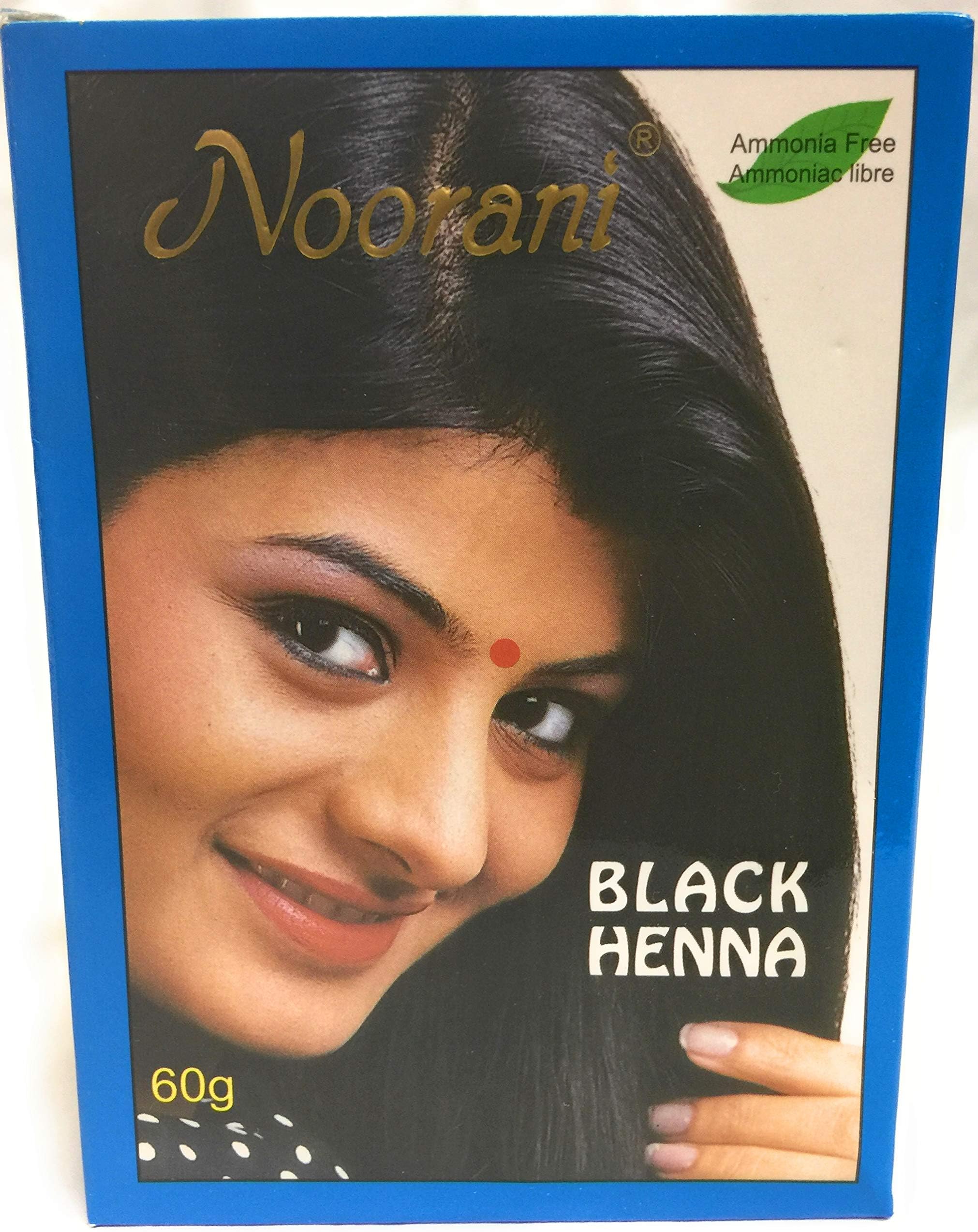Noorani BLACK Hair Color - Henna Hair Color, Zero Ammonia, 6 Sachets X 10g, Henna based BLACK Hair Color (60gm)