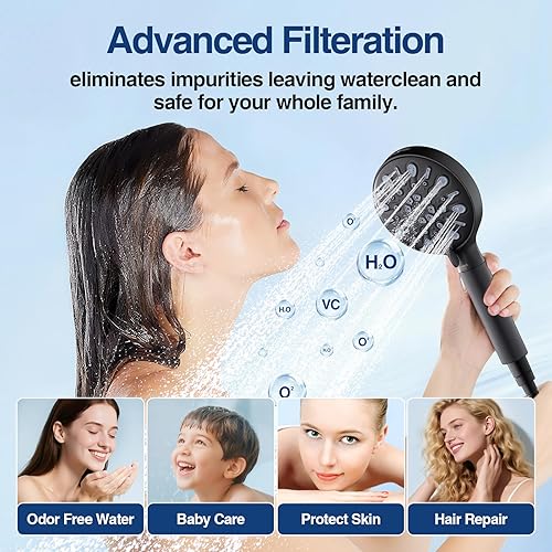 Miniatura 6 de Cabezal de ducha de mano negro mate N8HS702MB-NA