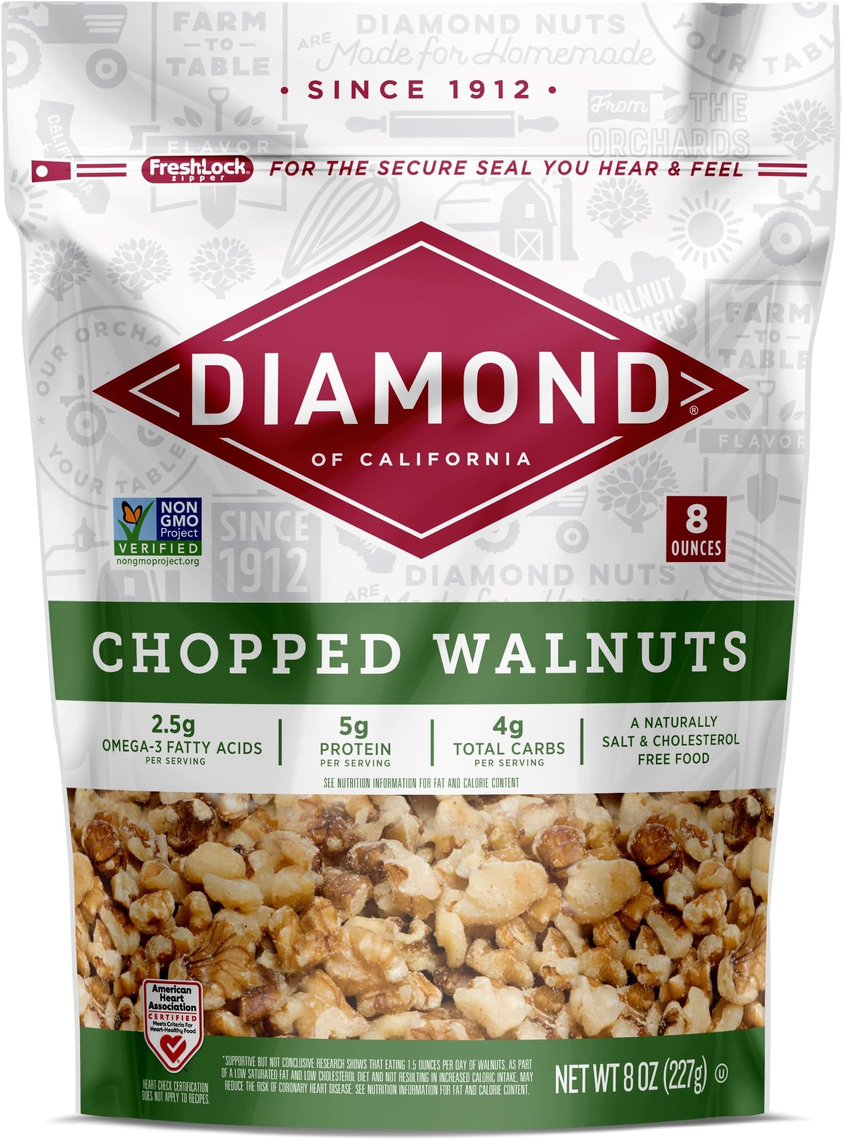 Diamond of California Chopped Walnuts, 8oz - 1 Count