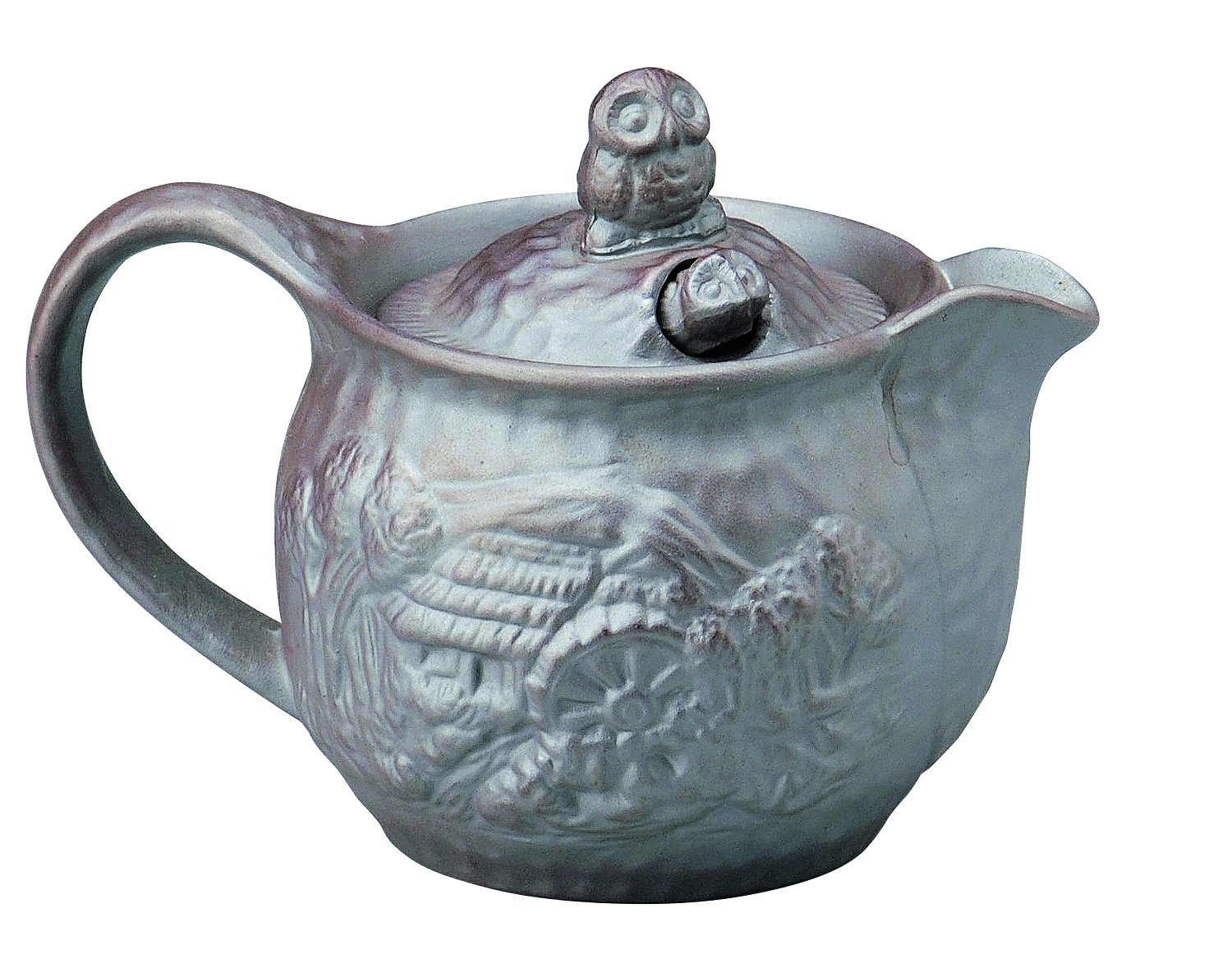 萬古焼（？） 萬古焼 ご飯鍋 4合炊き 黒釉線紋 直火専用 陶器 ご飯土釜 2重蓋