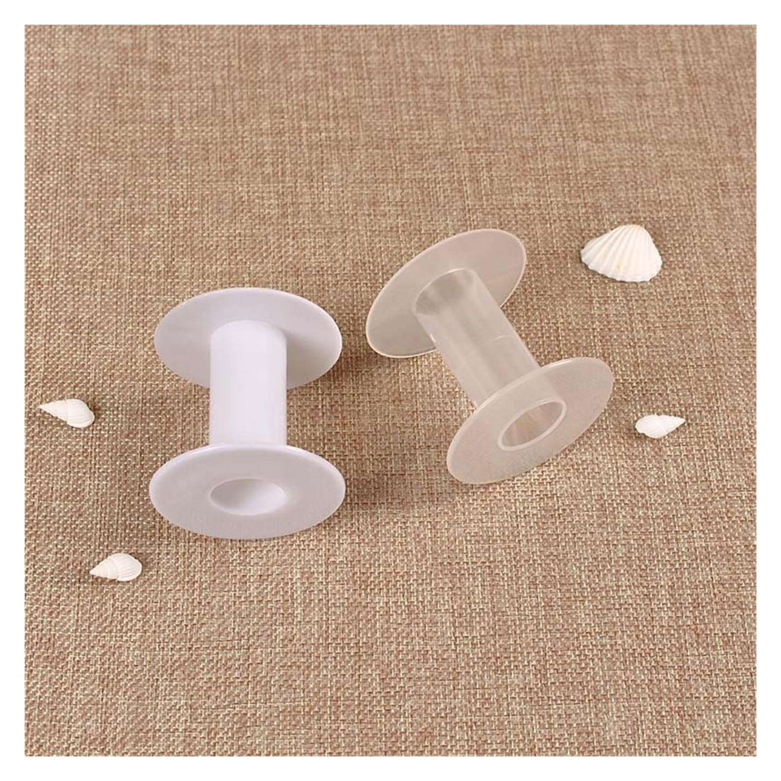 Bobina de papel vacía 10-100Pc 58mm plástico blanco transparente carrete de hilo vacío bobinas en blanco bobinadora coser herramienta de almacenamiento de punto de(5.5X7X18,20Pcs)