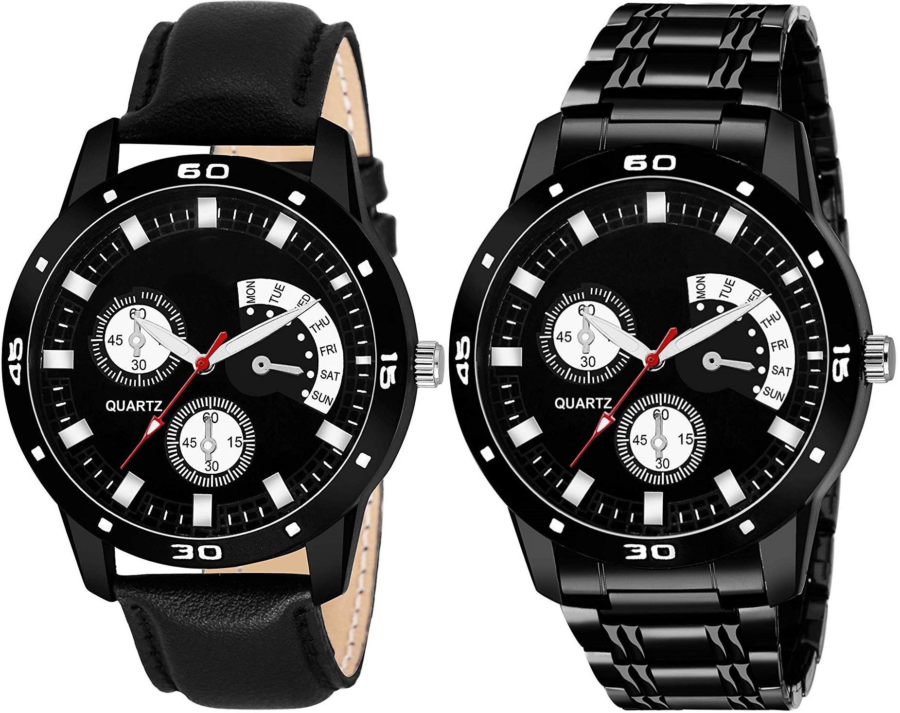 HORCHIS Casual Analog Black Dial Mens Leather & Stainless Steel Watch-HORC_ENT_11108; Combo-2 (B08BG3XNXH) Amazon Price History, Amazon Price Tracker