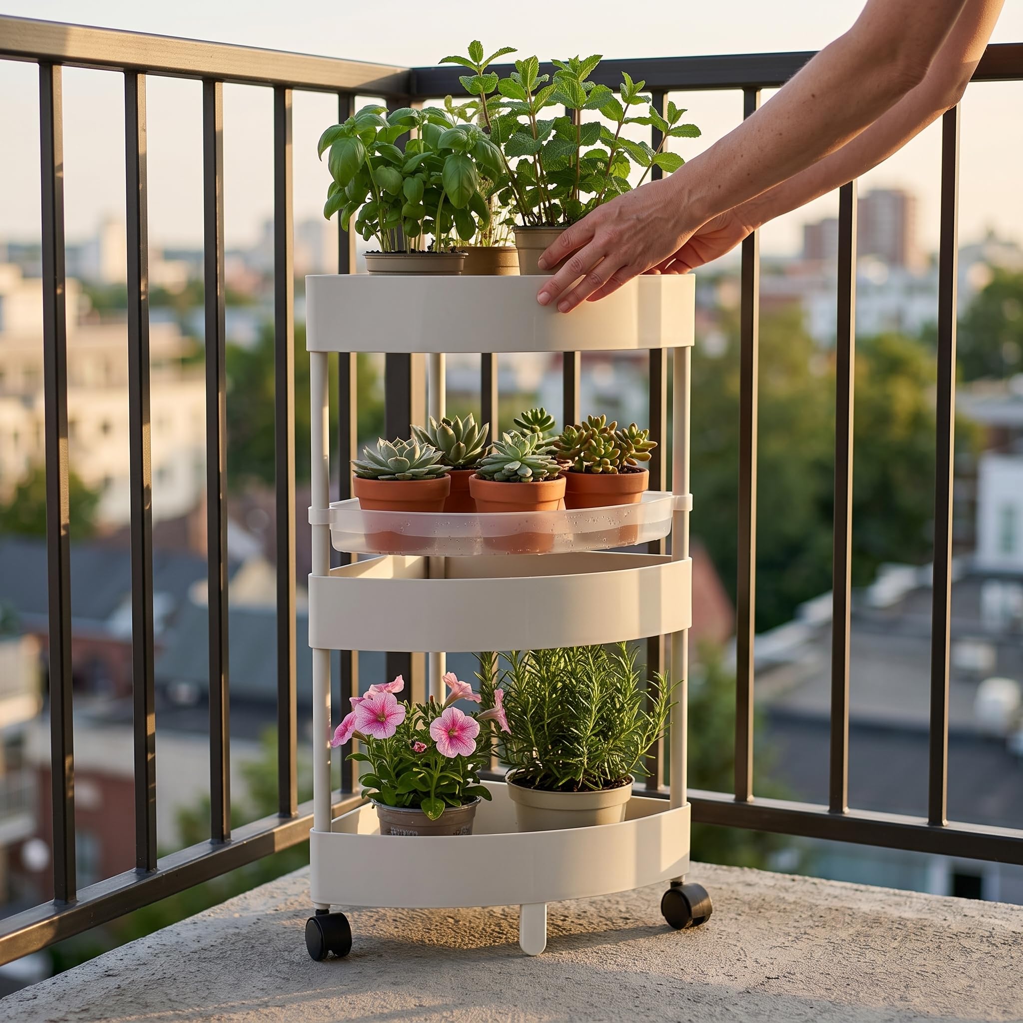 Multi Tier Cultivation St Tour de Culture Verticale Jardinière Empilable Potager Compact Plante Plastique Montage Facile Convient Serre Cuisine , Blanc , Triangle 4 couches