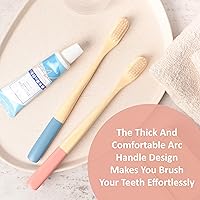 Vista 2 de Paquete de 4 cepillos de dientes de bambú, ecológicos y biodegradables, no plásticos, sin BPA, cerdas naturales suaves para gingivitis y dientes