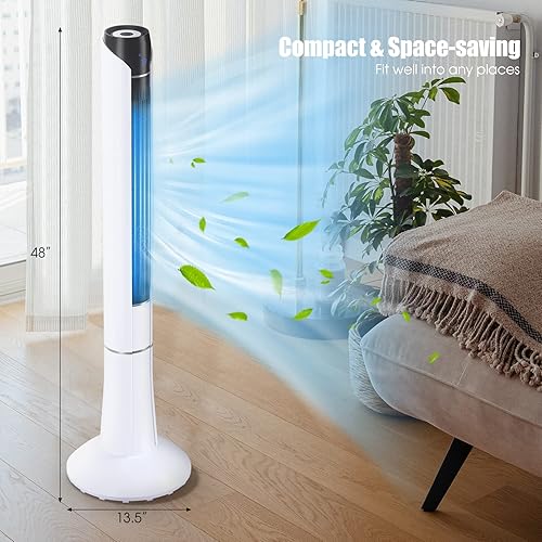 Miniatura 8 de ARLIME Ventilador de torre de 48 pulgadas, ventilador oscilante de 80 con control remoto, pantalla LED, 3 velocidades y 3 modos, ventilador