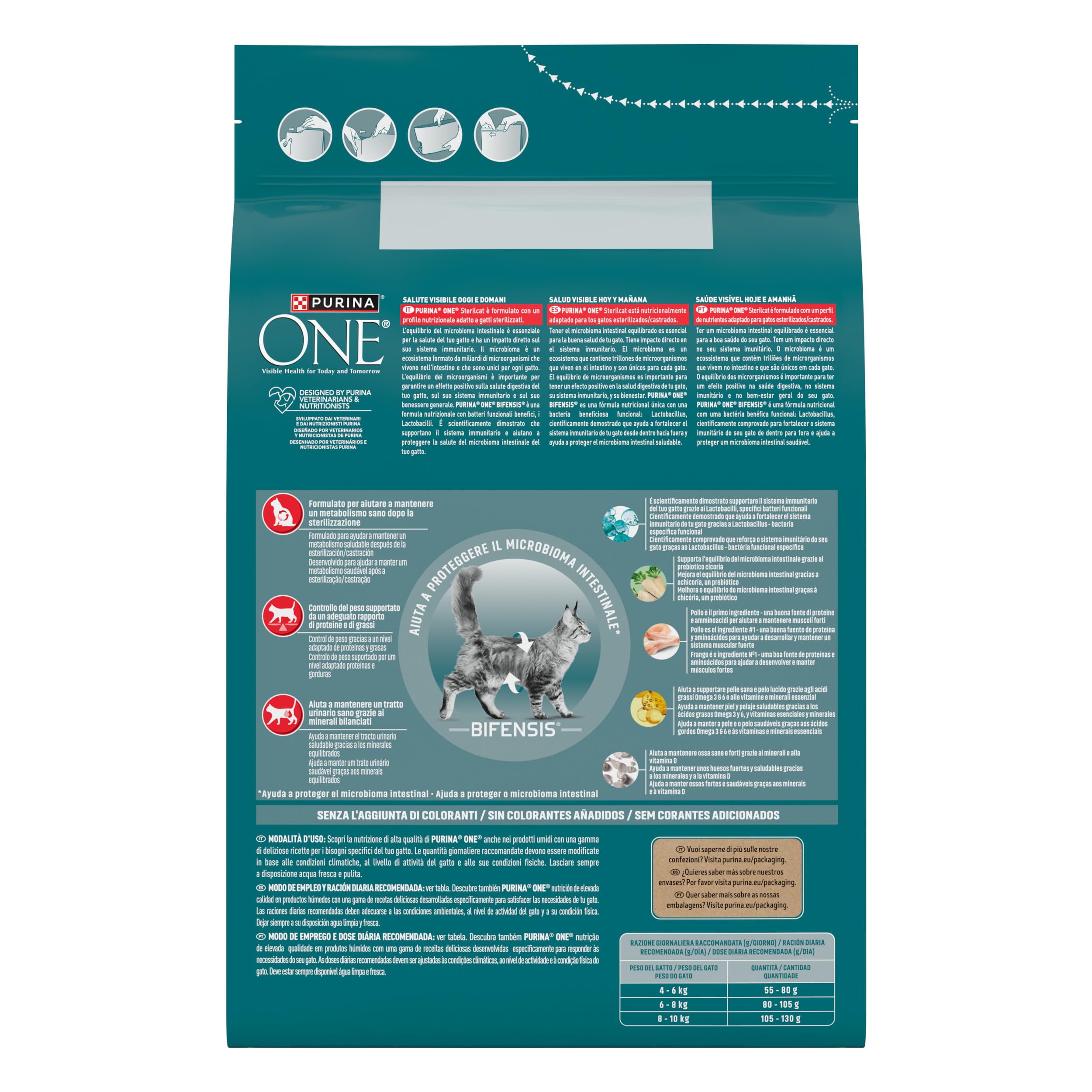 PURINA ONE Bifensis Sterilcat Croccantini per Gatto Adulto Sterilizzato con Pollo, Formula Nutriente per Microbioma Intestinale, Confezione da 2,8 kg