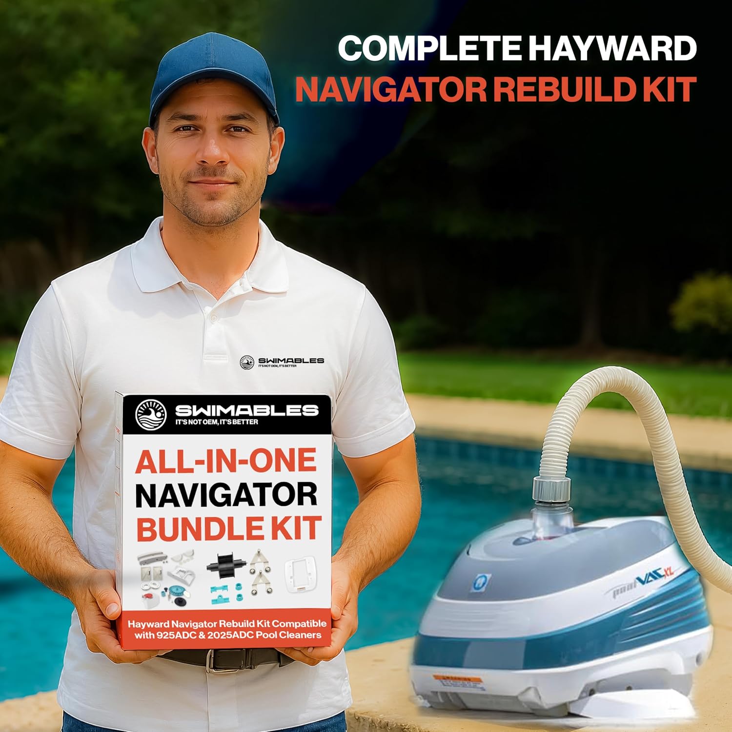 Swimables Navigator Extreme Bundle - Hayward Navigator Rebuild Kit Compatible with 925ADC & 2025ADC Pool Cleaners - Includes Pods, Flaps, Shoes, Wings, Bearings, Gear Box & More Replacement Parts