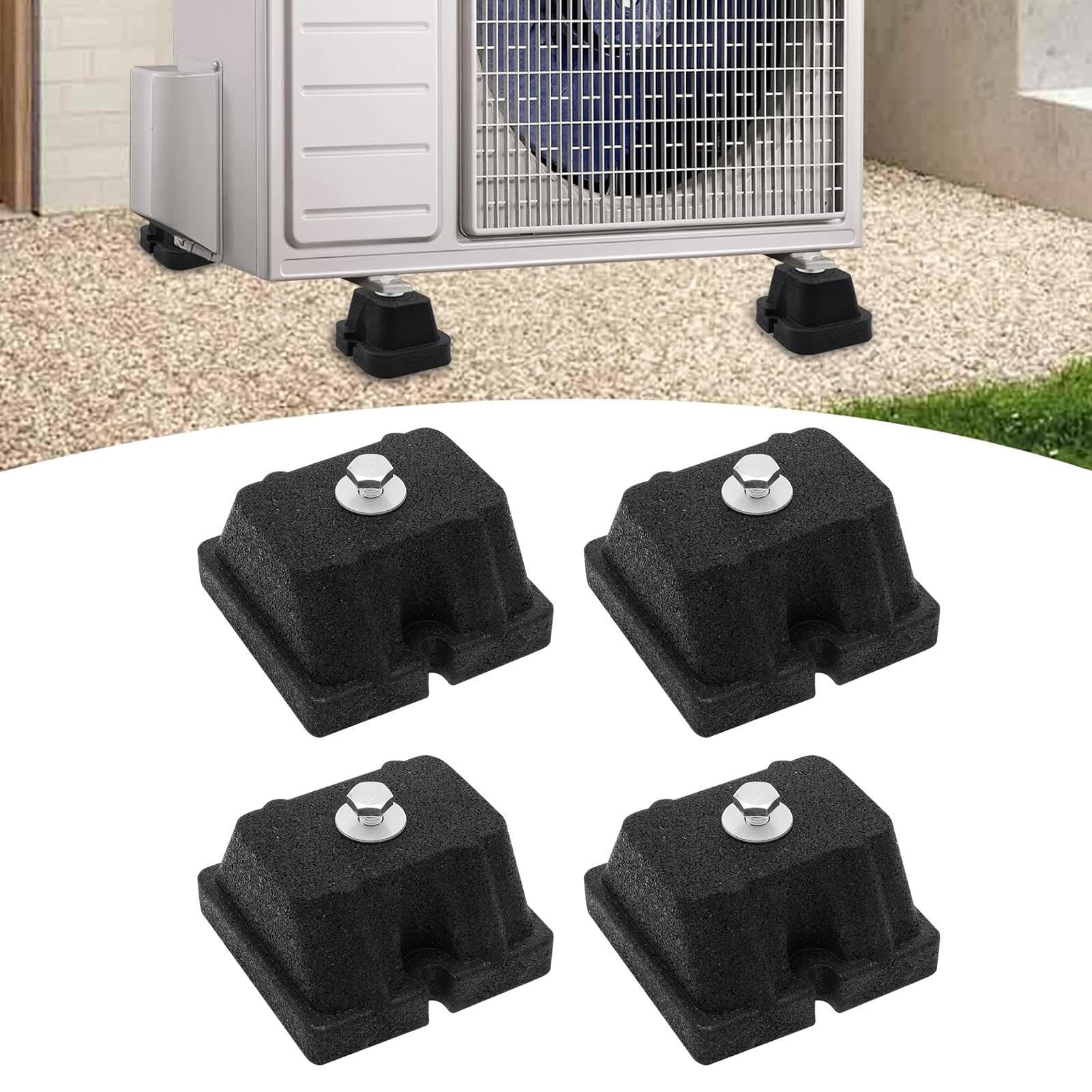 Patas Antivibración A/A Soporte Montaje Aislante Resistente | 4 Amortiguadores de Goma Antivibración para Minisplit Exterior, Condensadores, Bomba Calor, A/C, y Soportes HVAC