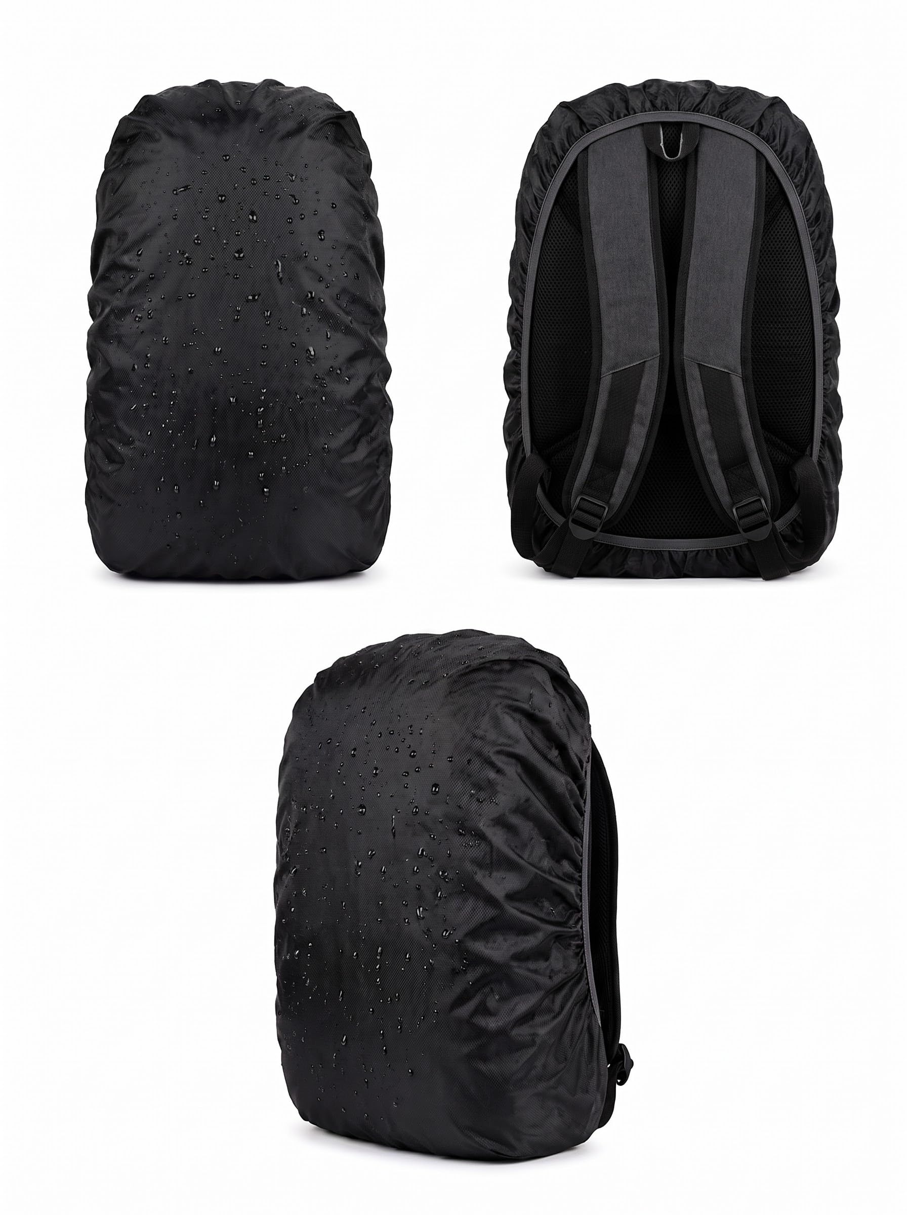 Waterproof Backpack Rain Cover for School, College & Laptop Bags | Heavy Duty Nylon Dustproof & Rainproof Protector with Elastic Adjustable Fit for Travel & Hiking Backpacks (20L-40L, Black)-image-33