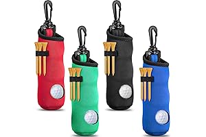 4-in-1 Golf Tee Holder, Golf Ball Carry Bag, Pouch, Keychain, Belt Clip