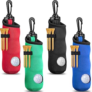 4 Pieces Golf Tee Holder Golf Ball Carry Bag Pouch Ball Holder Keychain Belt