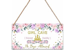 Girls Cave Wood Sign - Princess Room Decor No Boys Allowed Hanging Door Sign