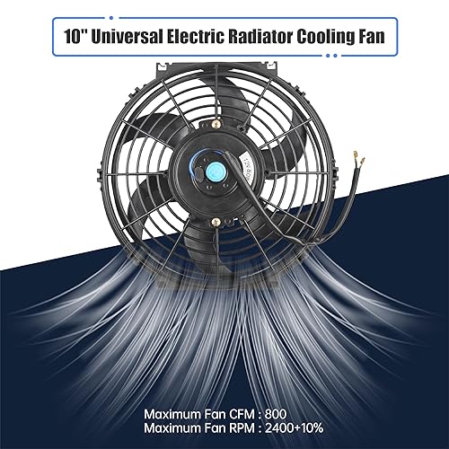 Miniatura 10 de Ventilador delgado de 12 pulgadas, ventilador eléctrico de enfriamiento para radiador, motor universal de alto rendimiento de 12 V 80 W con kit de