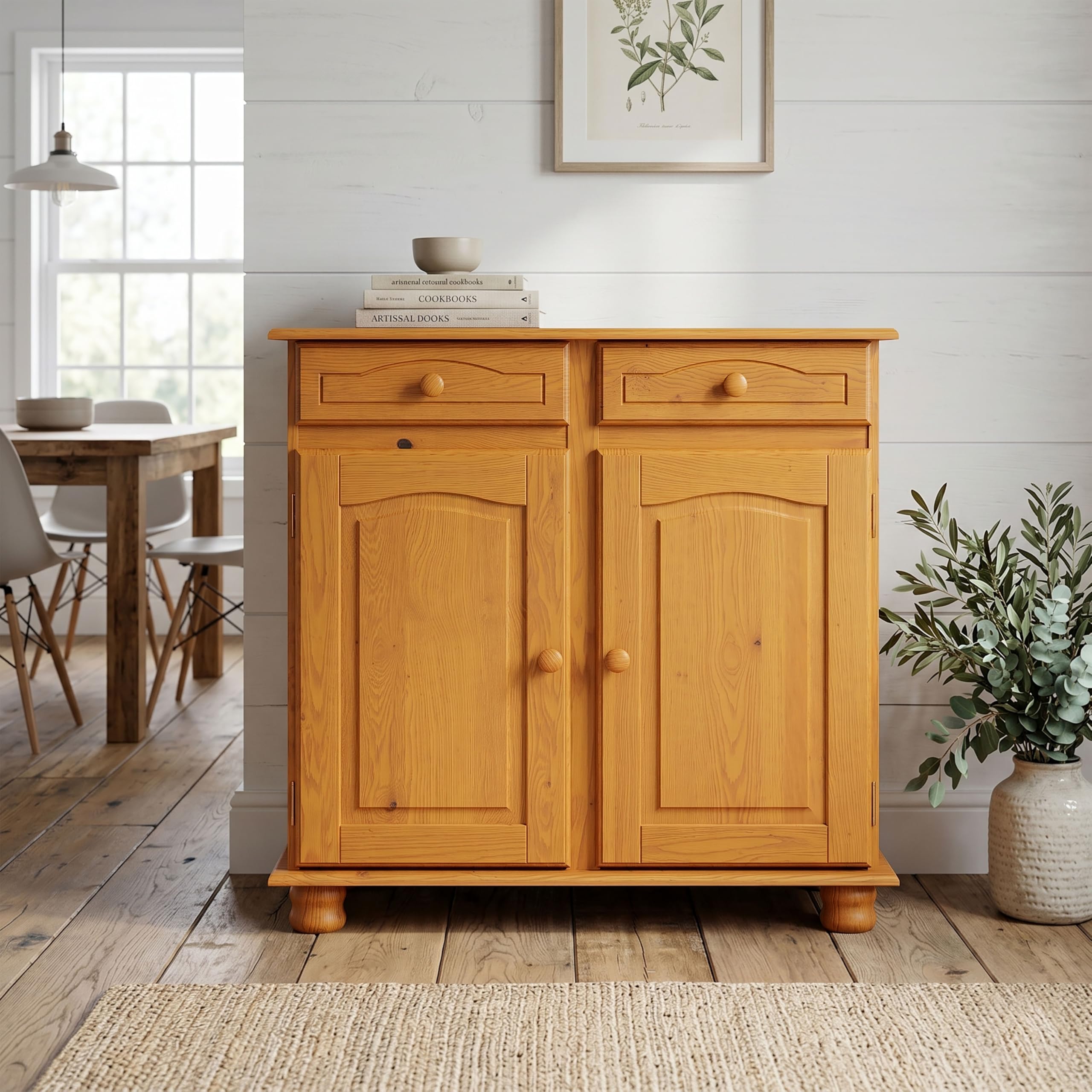 Aparador Alacena de Pino Macizo – Serie Canet, Mueble Auxiliar de Almacenaje para Cocina, Comedor o Salón, 86x42x88 Miel