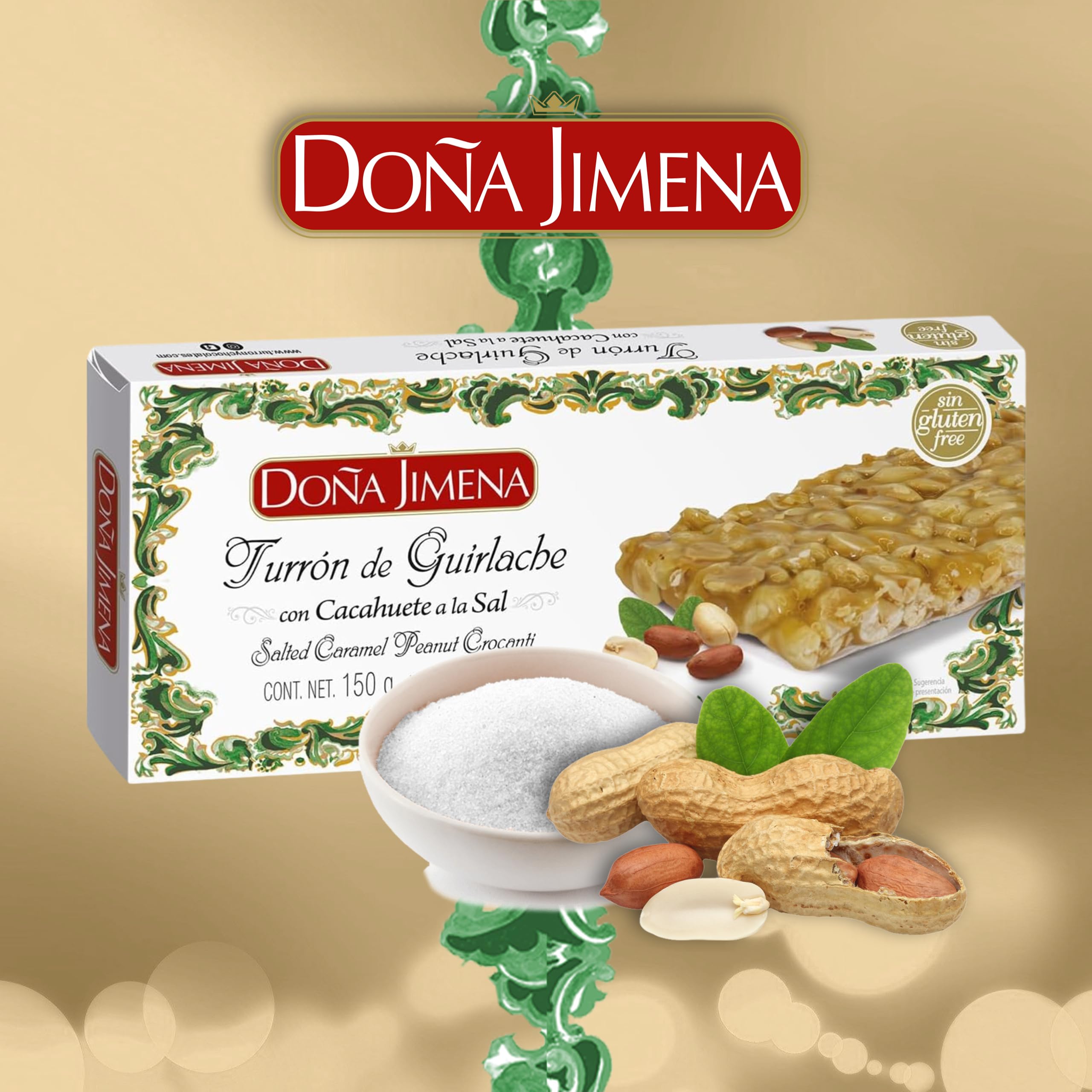 DOÑA JIMENA Turrón Guirlache de Cacahuete 150g Miel y Sal Sin Glúten