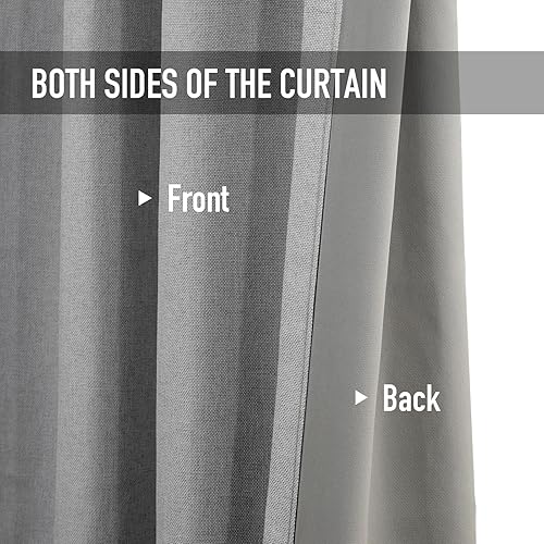 Miniatura 4 de Cortinas 100% opacas de 63 pulgadas de largo, lino texturizado, para dormitorio, cortinas con ojales para sala de estar, cortinas de tratamiento de