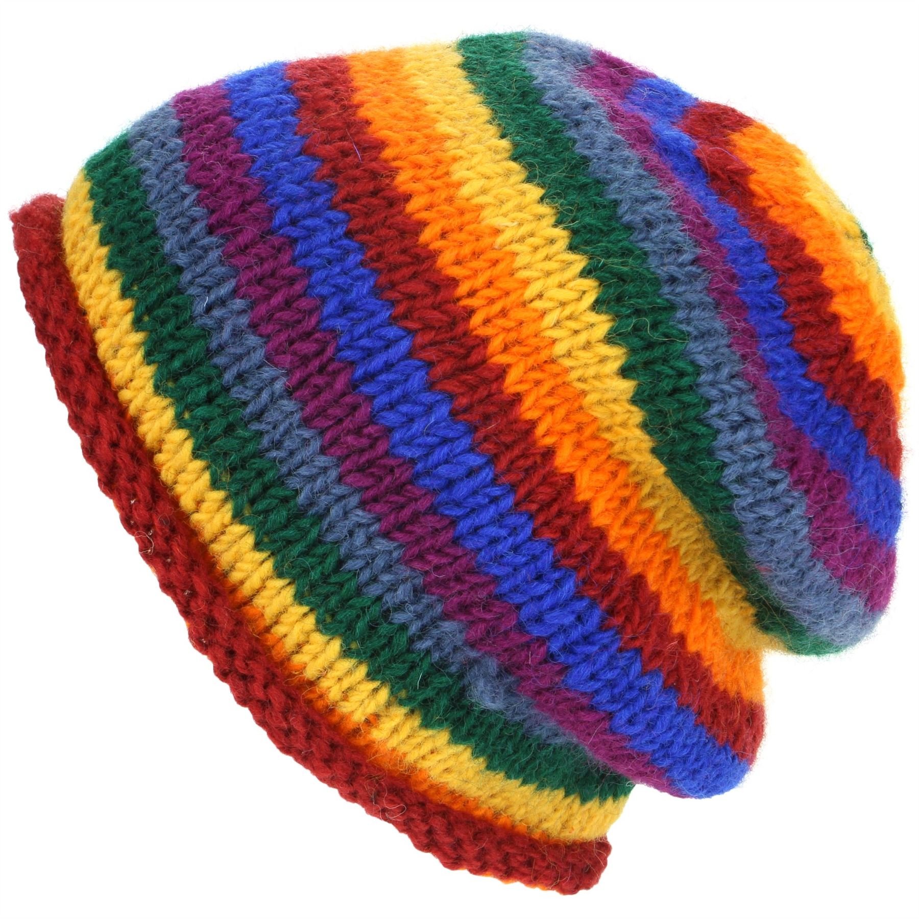 Loudelephant Unisex Rainbow Wool Knit Baggy Beanie Hat